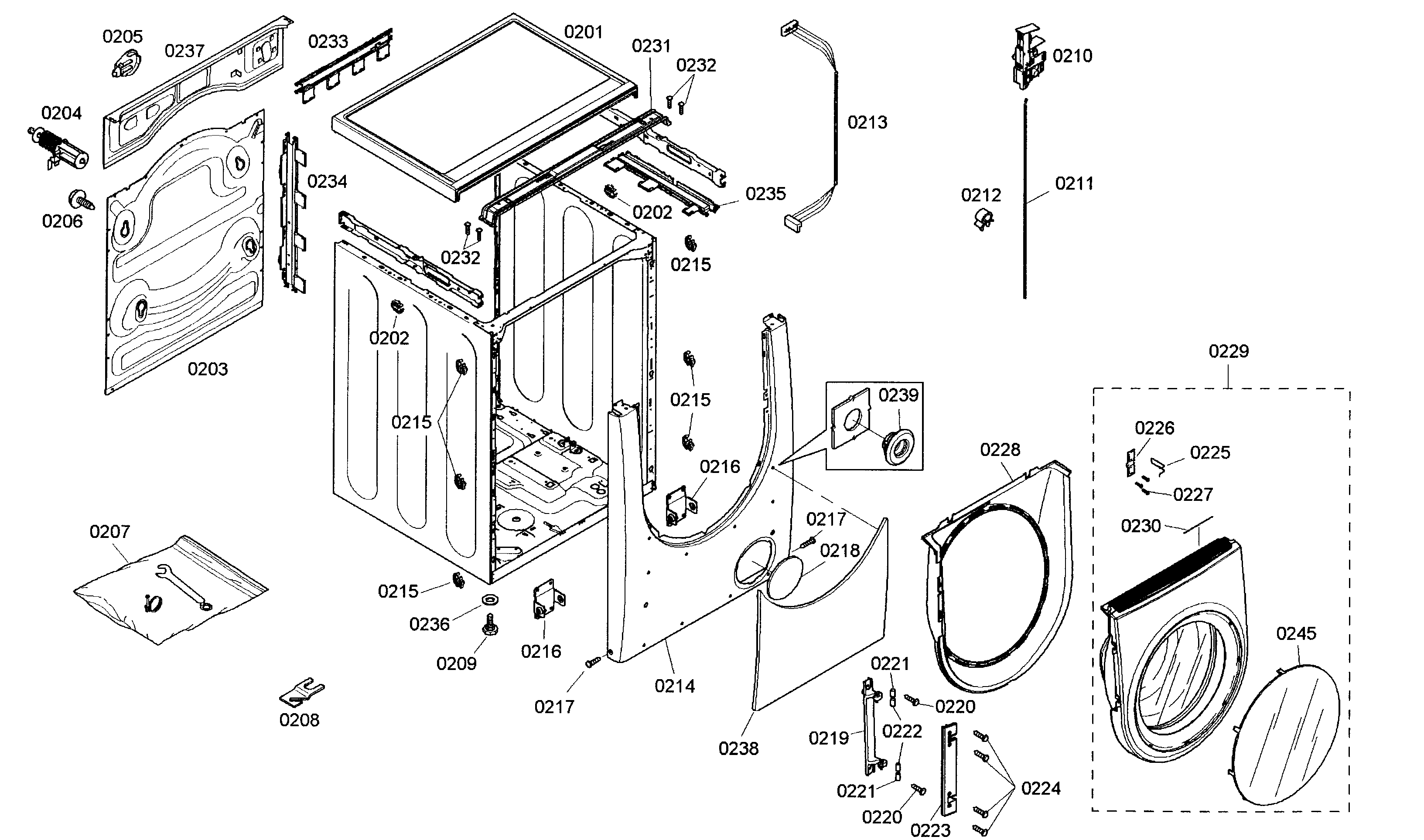 Bosch WFMC220RUC/13 cabinet parts diagram