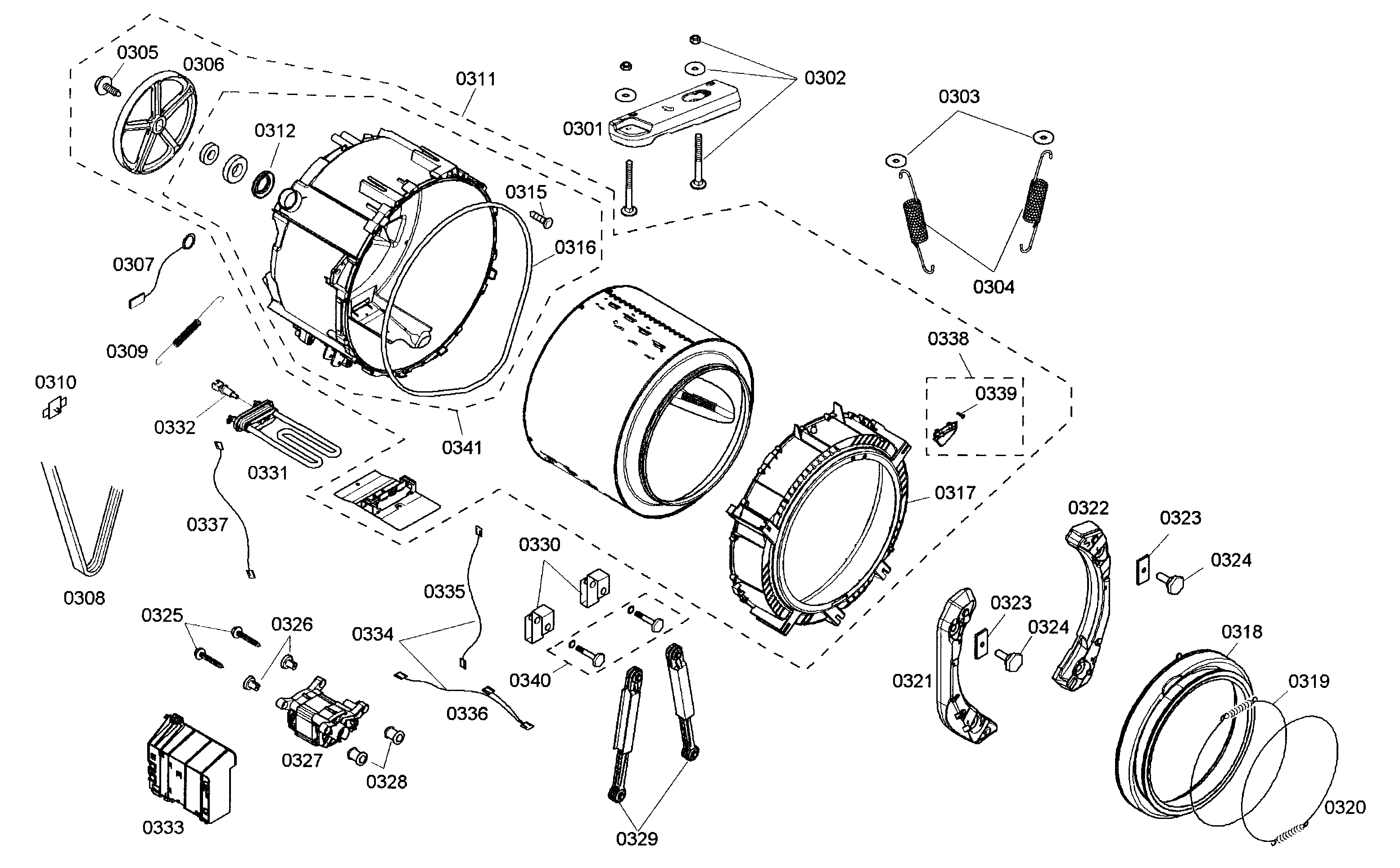 Bosch WFMC220RUC/13 drum assy diagram