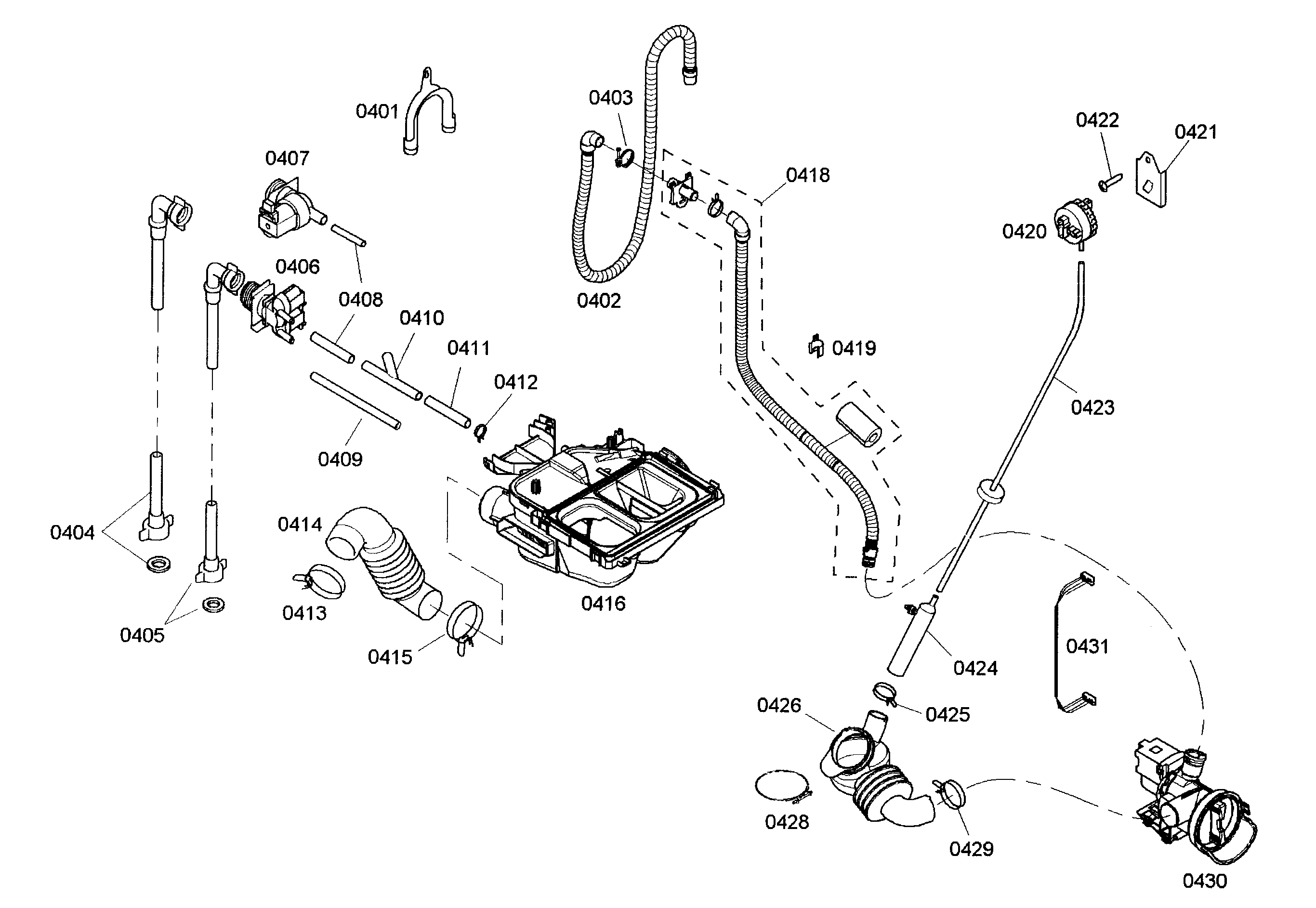 Bosch WFMC220RUC/13 dispenser assy/pump assy diagram