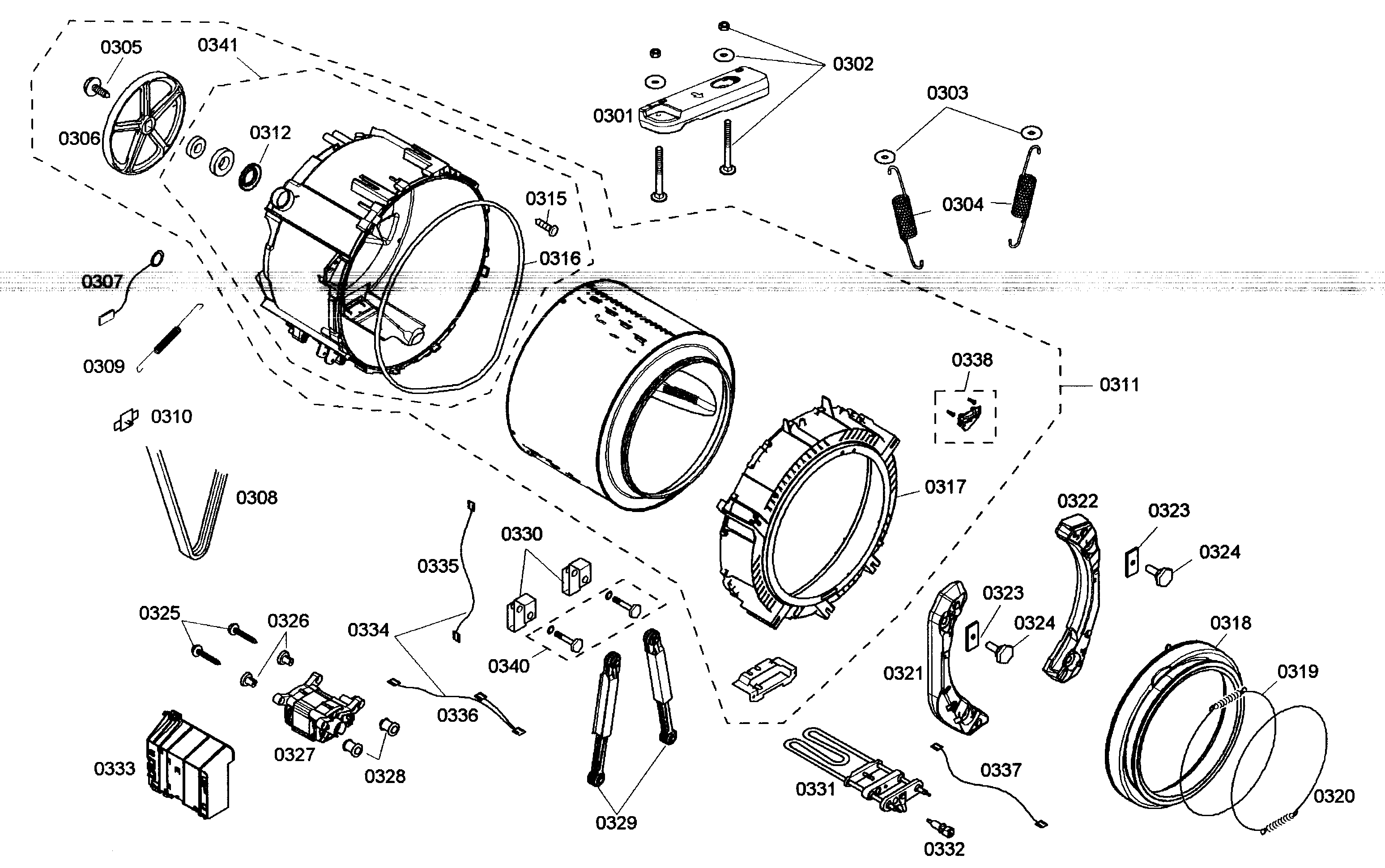Bosch WFMC530CUC/13 drum assy diagram
