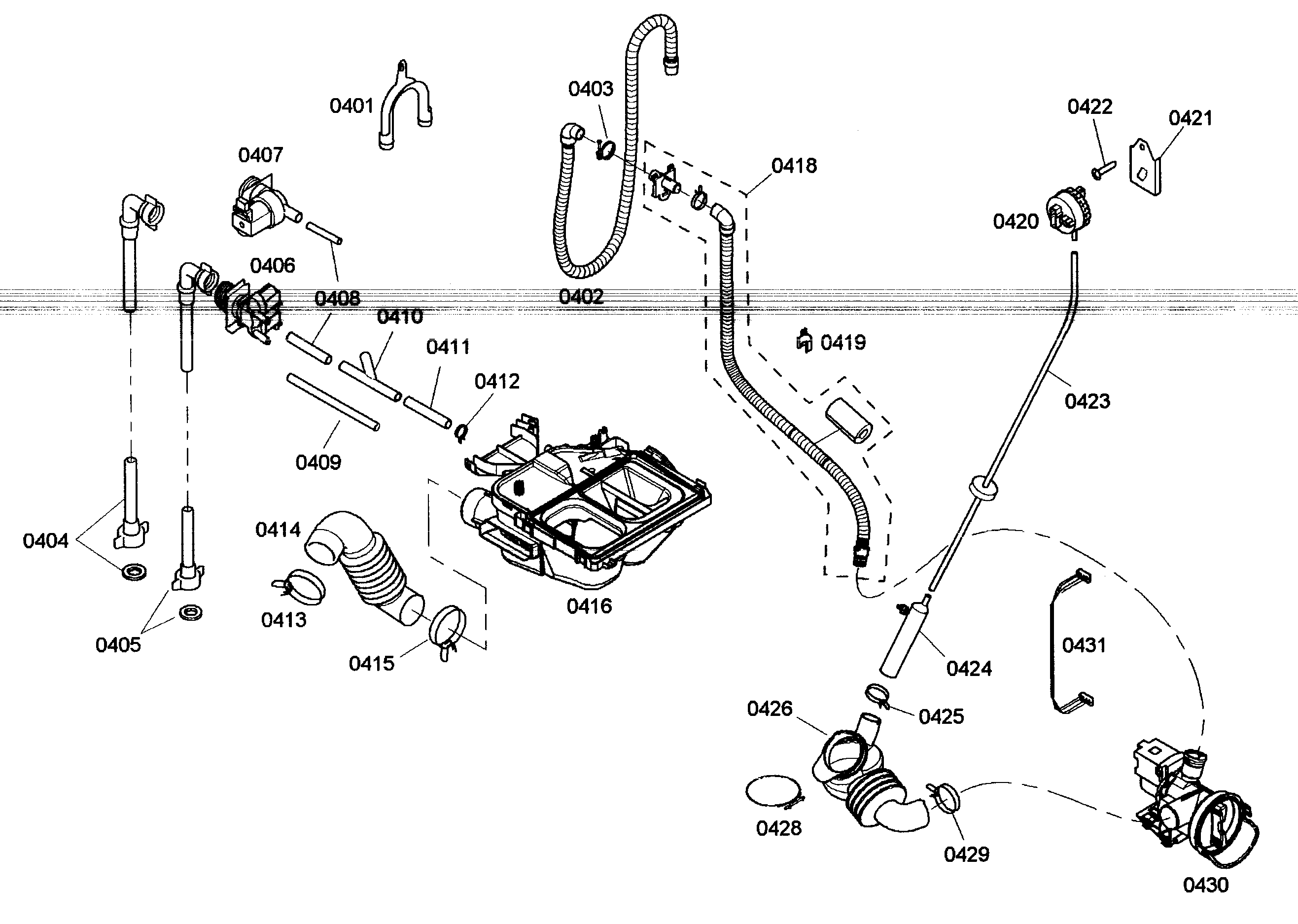 Bosch WFMC530CUC/13 dispenser assy/pump assy diagram