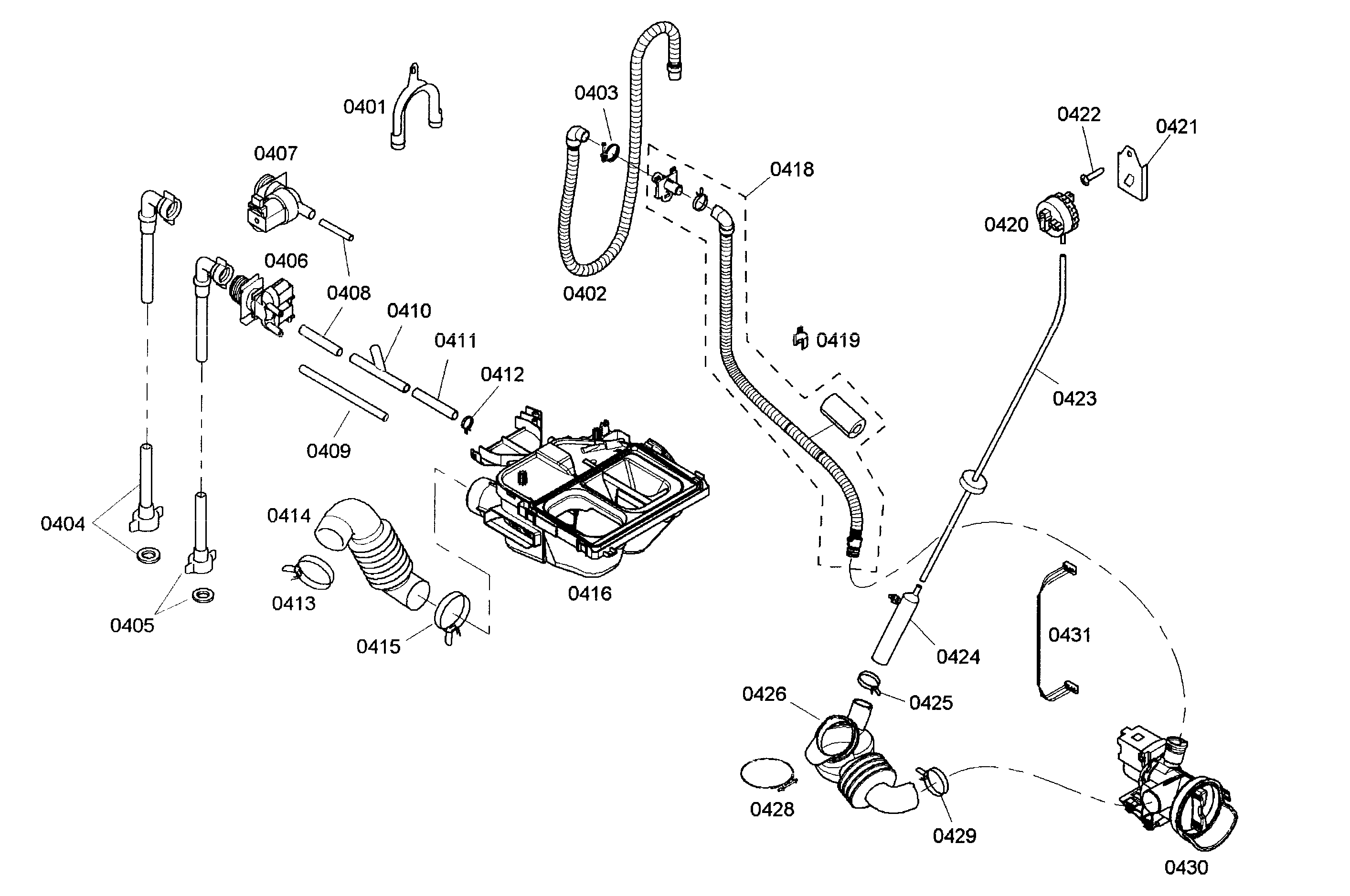 Bosch WFMC8400UC/13 dispenser assy/pump assy diagram