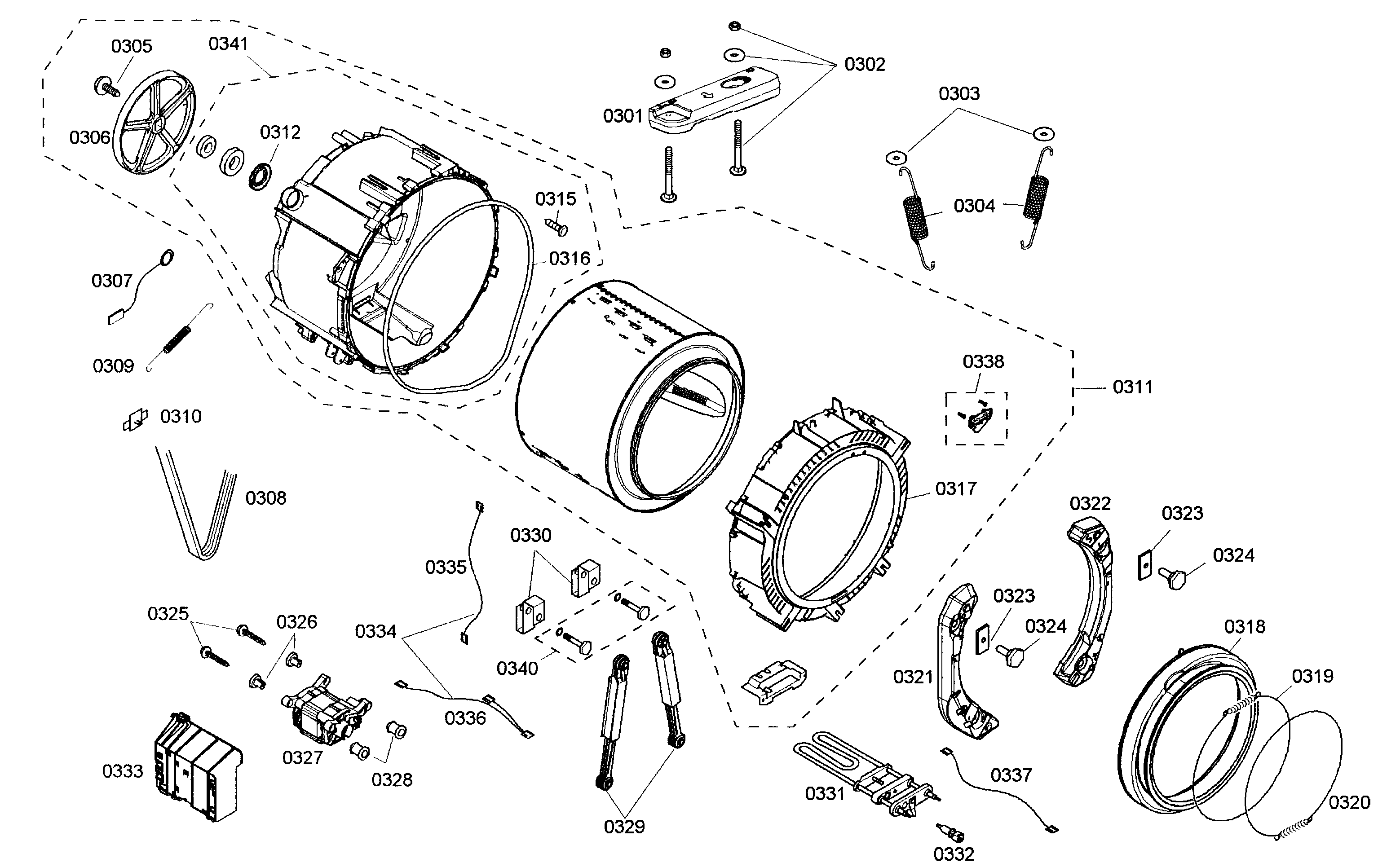 Bosch WFMC8401UC/13 drum assy diagram