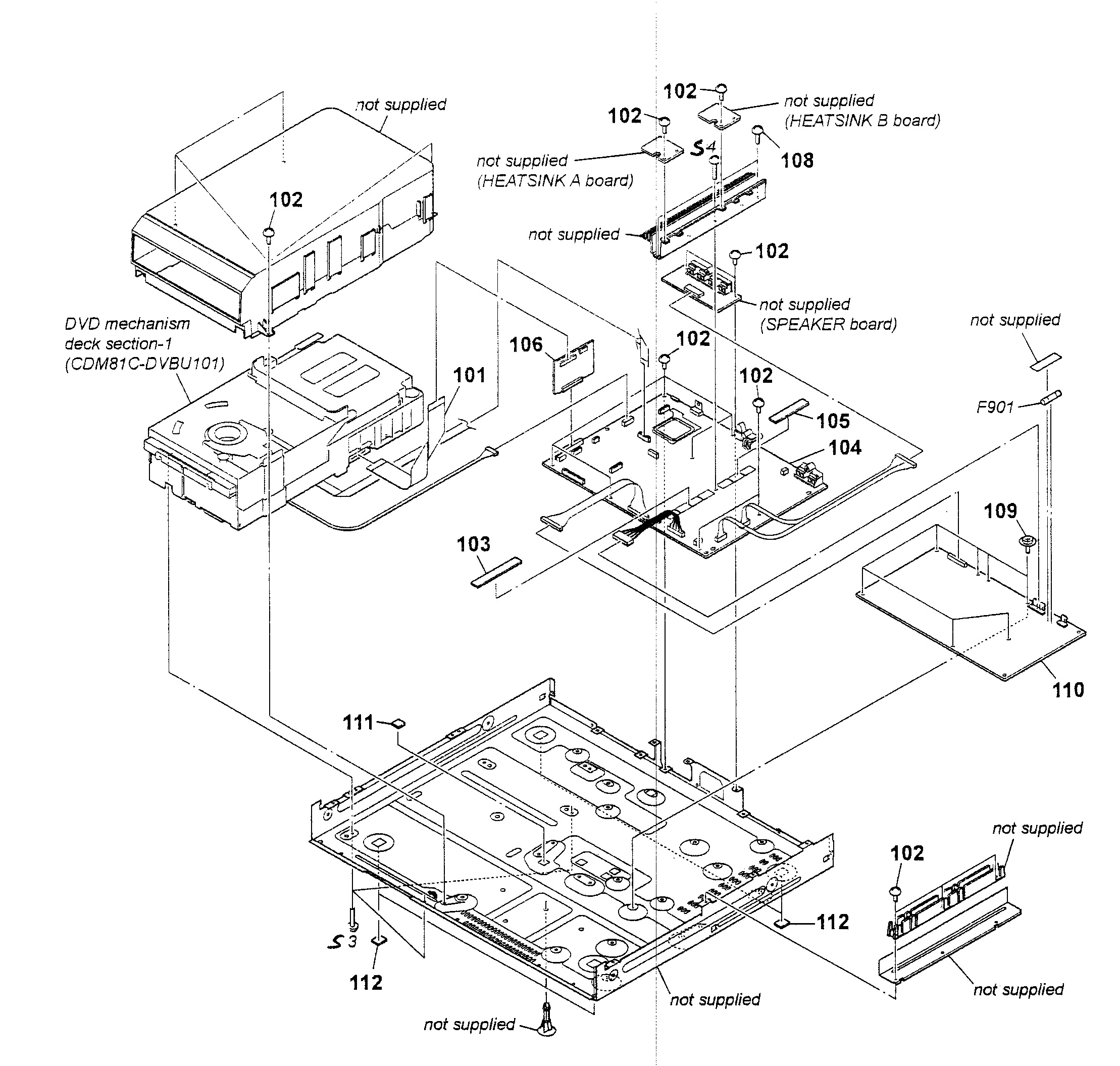 Sony HCD-HDX274 chassis section diagram