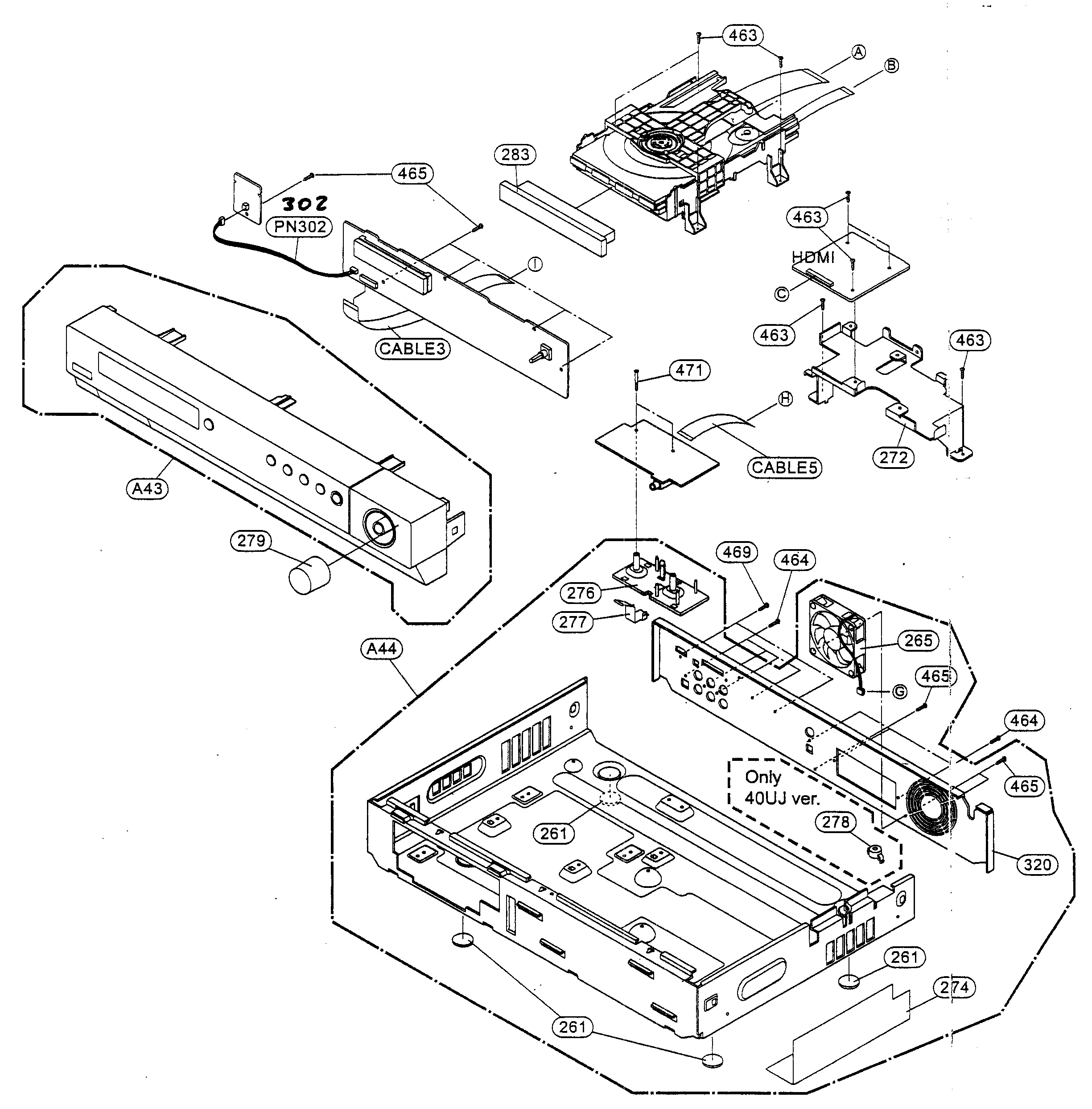 JVC TH-G30J front assy diagram