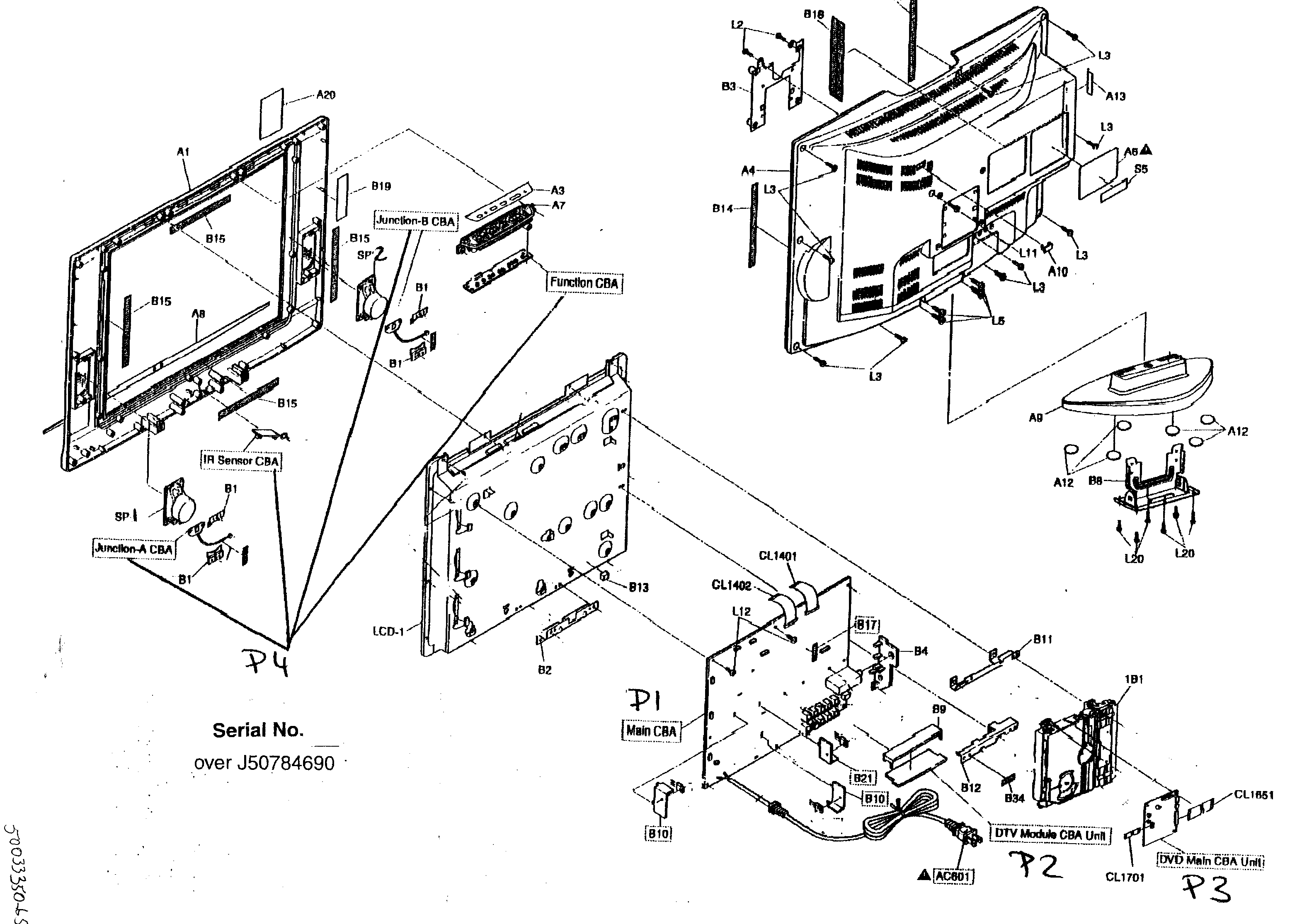 Sylvania LD200SL8B cabinet parts diagram