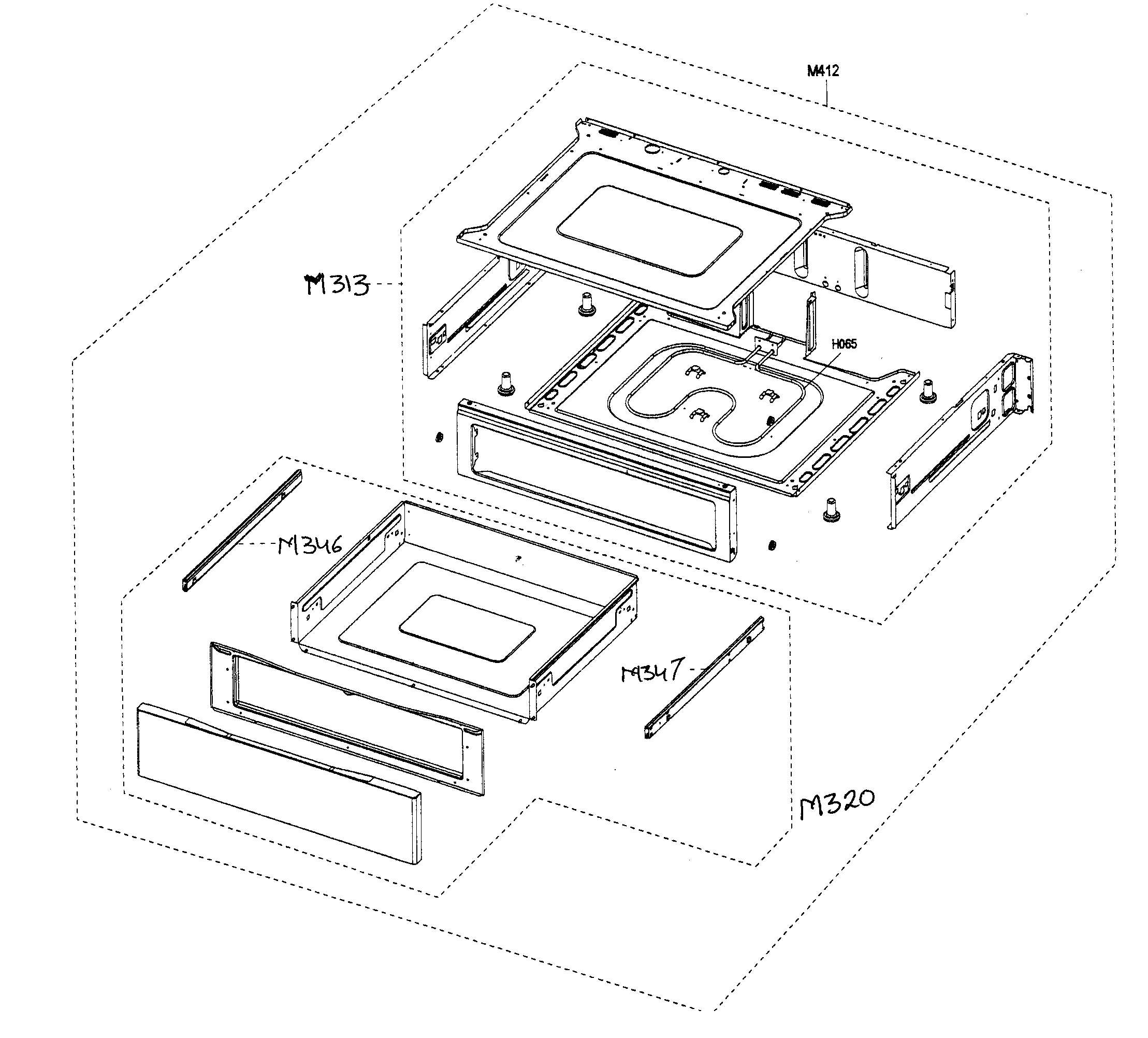 Samsung FTQ352IWUW/XAA-02 drawer assy diagram