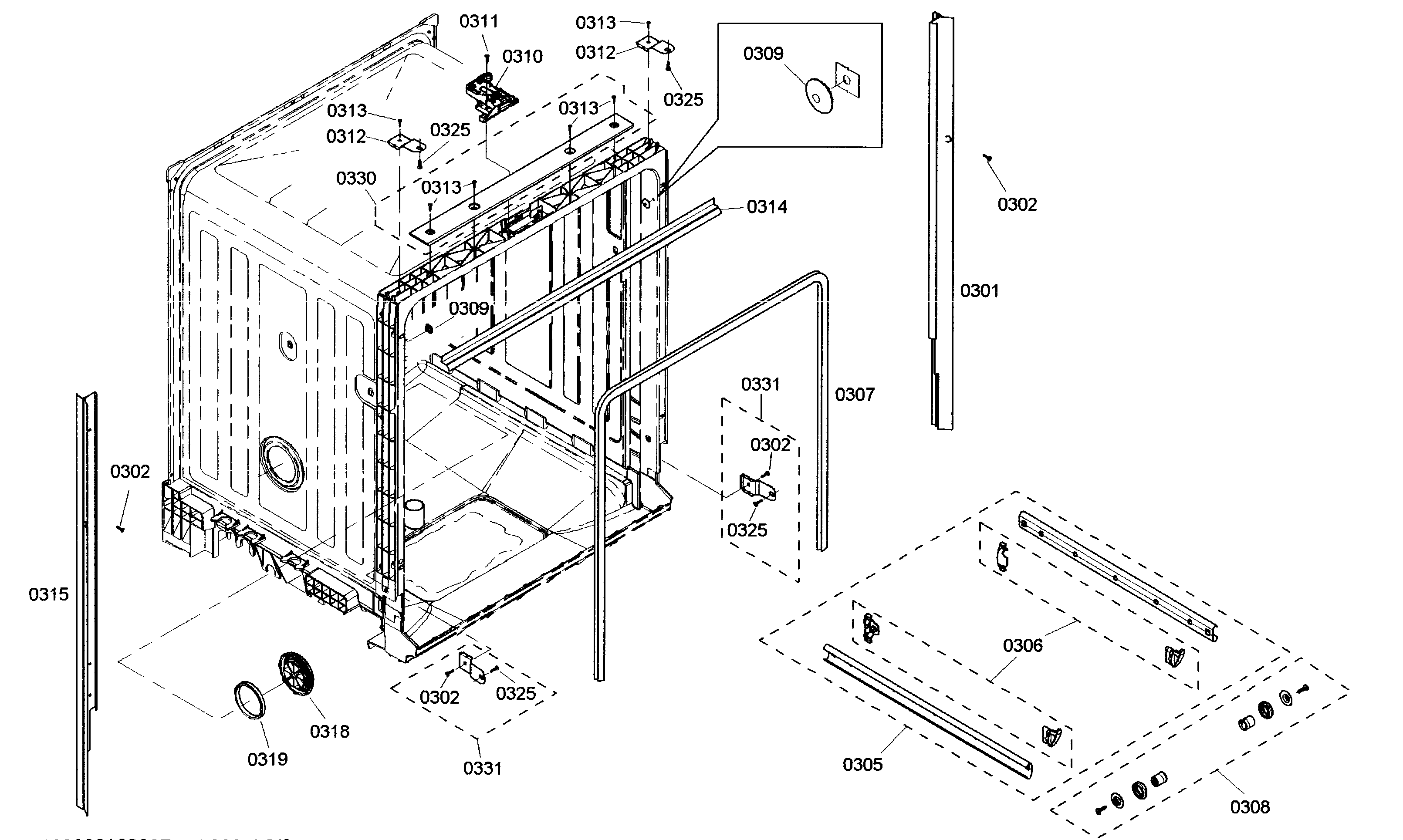 Bosch SHX3AM02UC/01 frame assy diagram