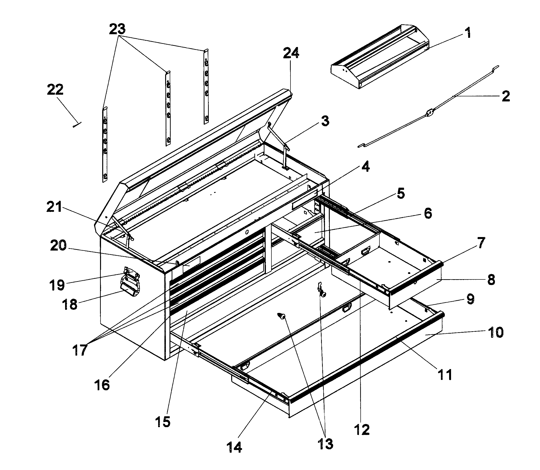 Craftsman 706825010 tool box diagram