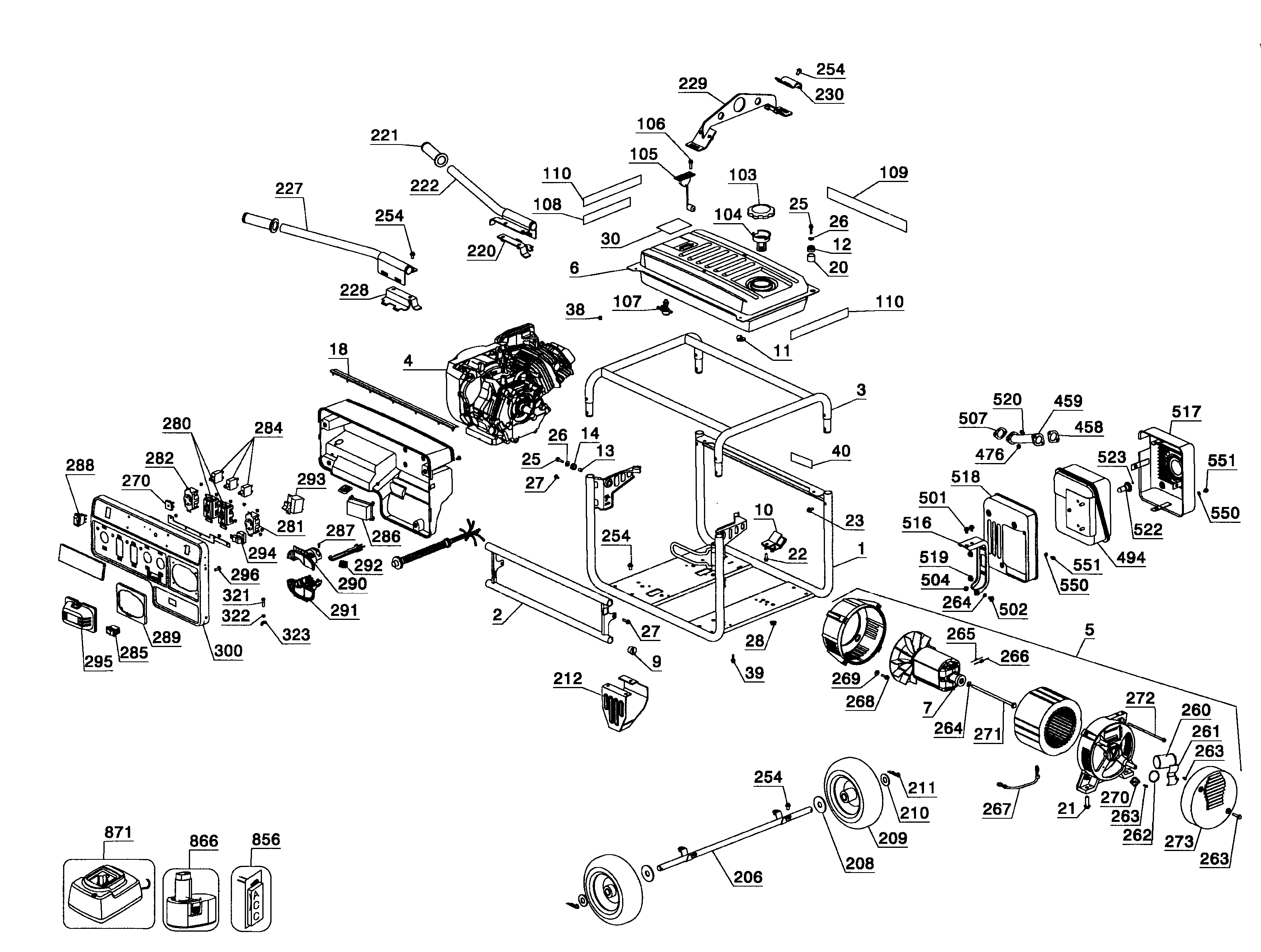 DeWalt DG4400B frame assy diagram