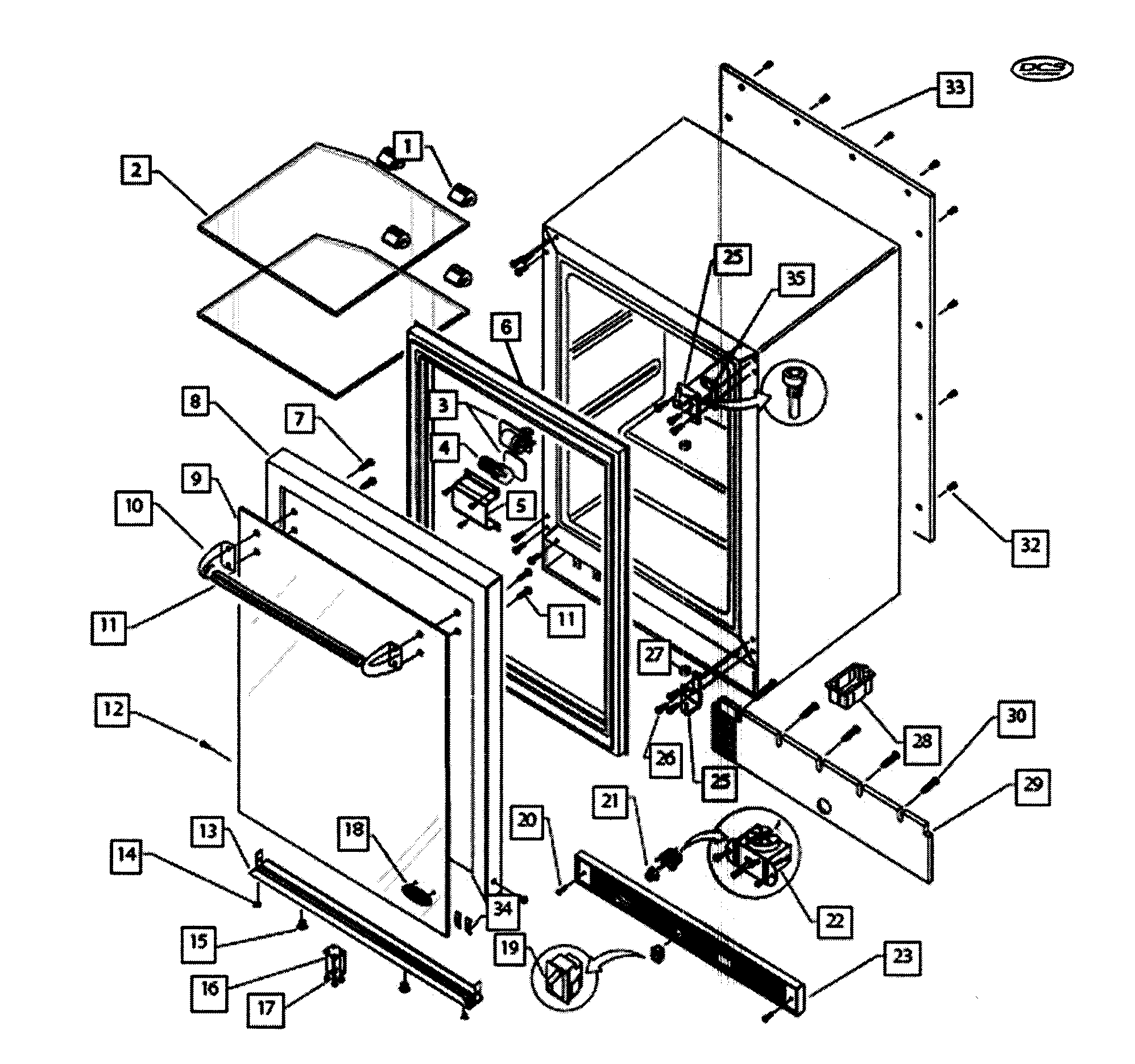 DCS UR624-70652 cabinet assy diagram