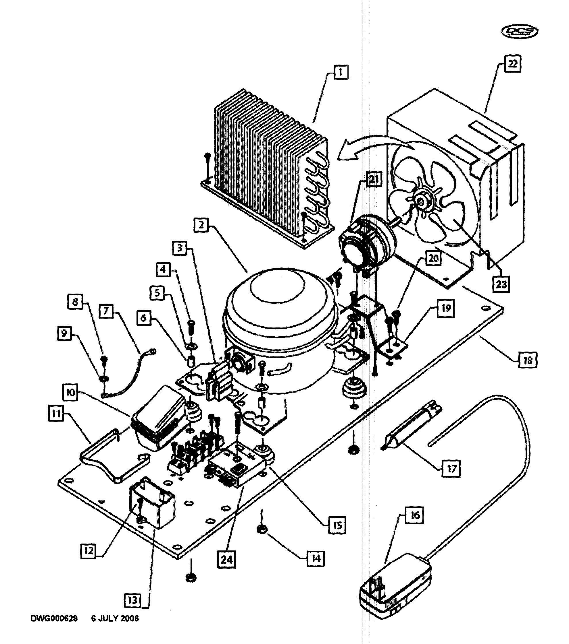 DCS UR624-70652 compressor diagram