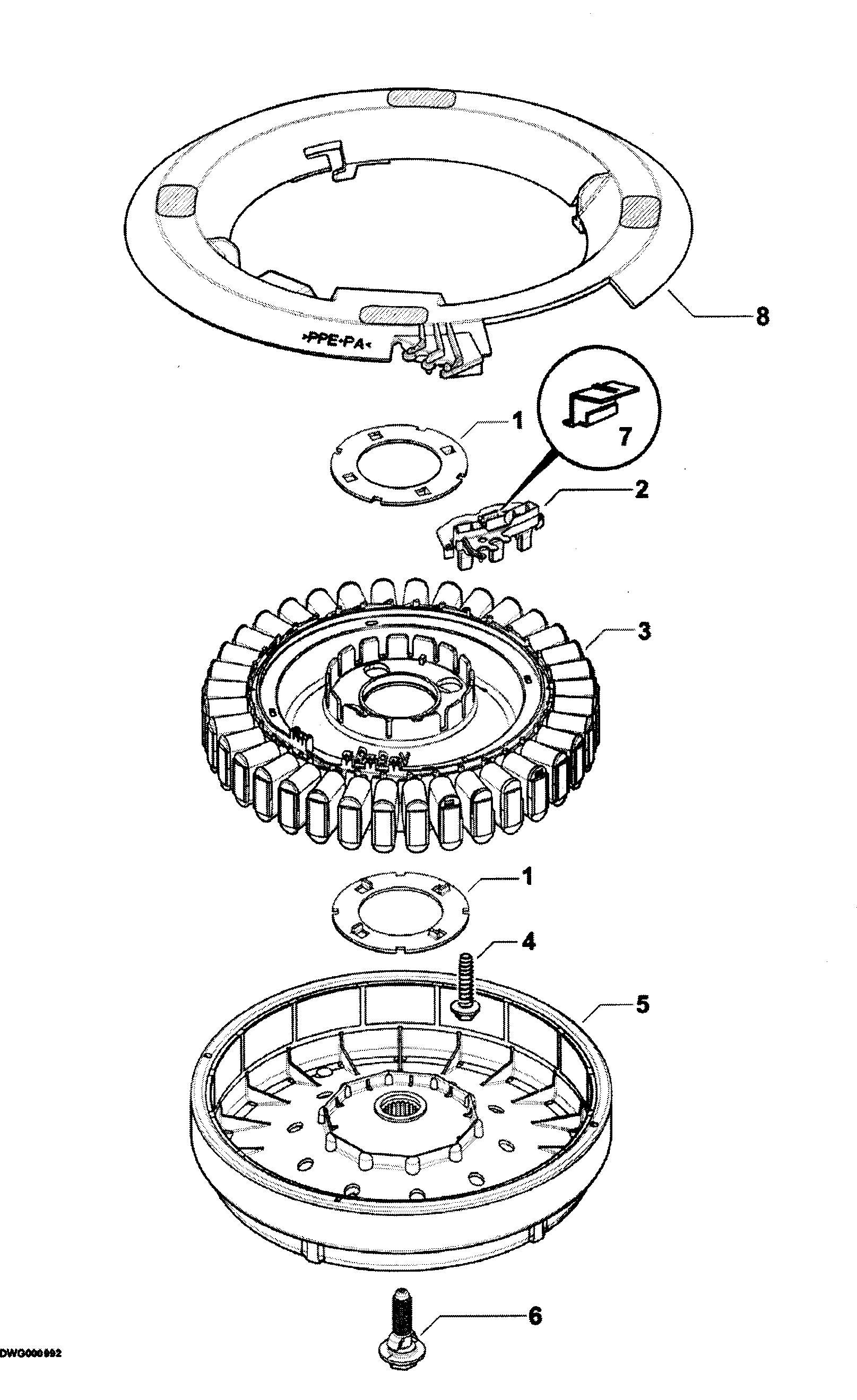 Fisher & Paykel WA37T26GW-96181A motor assy diagram