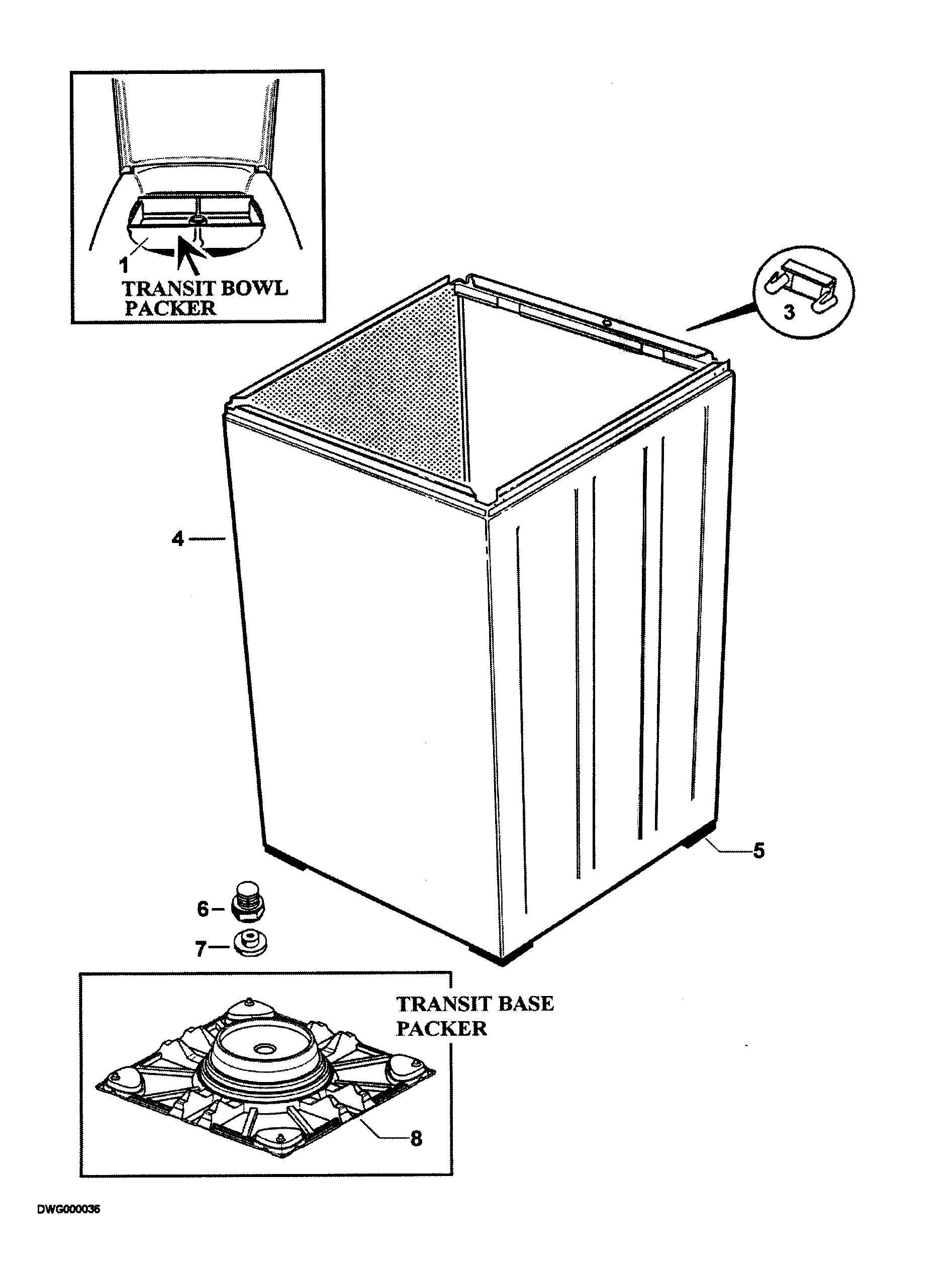Fisher & Paykel WA37T26GW-96181A cabinet assy diagram