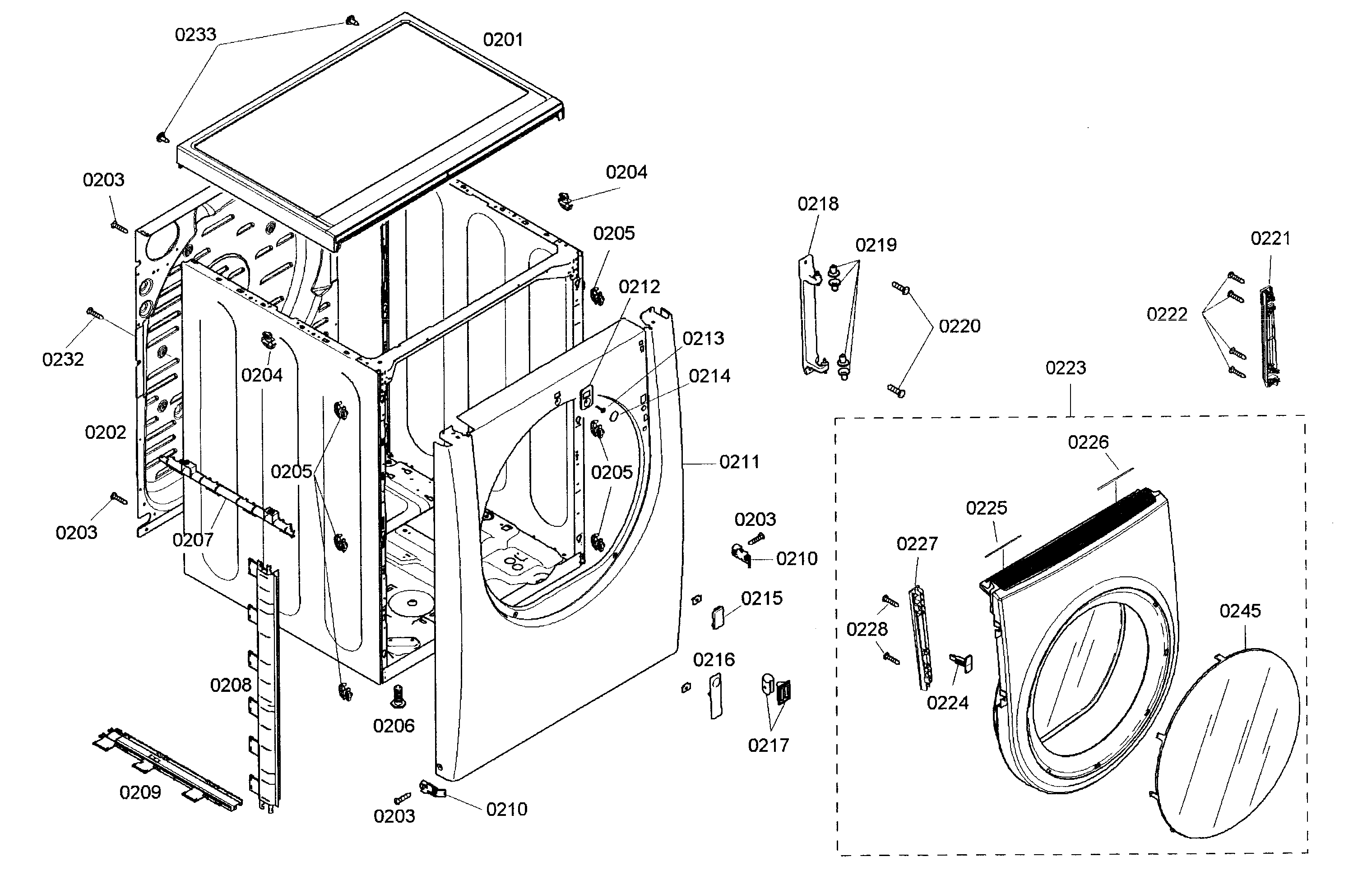 Bosch WTMC5330US/06 cabinet assy diagram