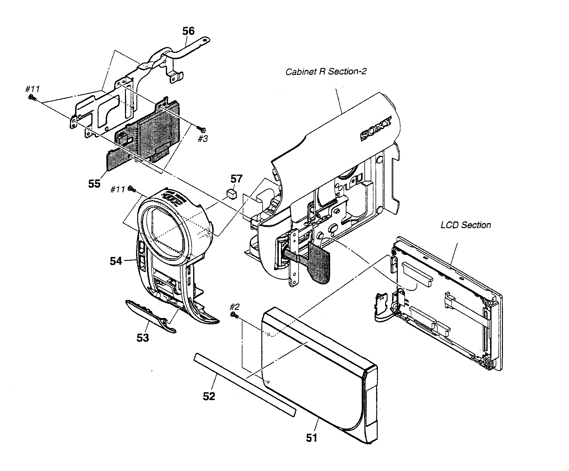 Sony DCR-DVD650 right cabinet 1 diagram