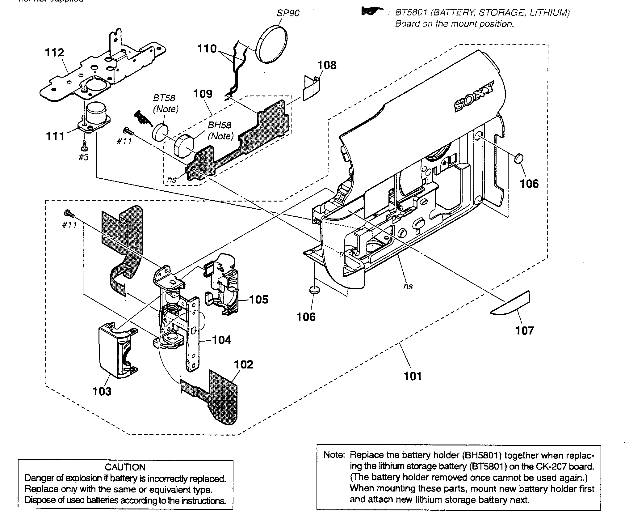 Sony DCR-DVD650 right cabinet 2 diagram
