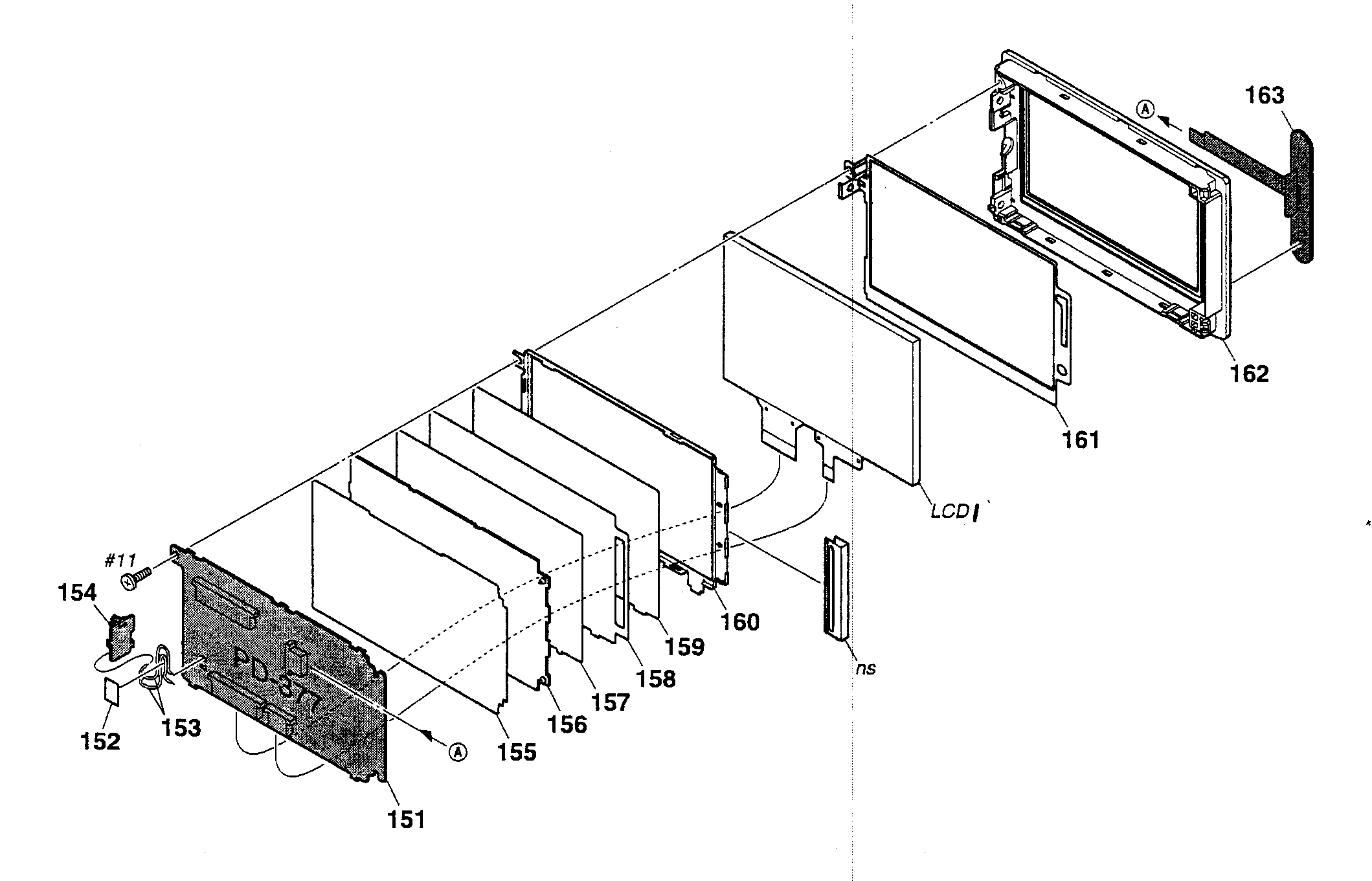 Sony DCR-DVD850 lcd assy diagram