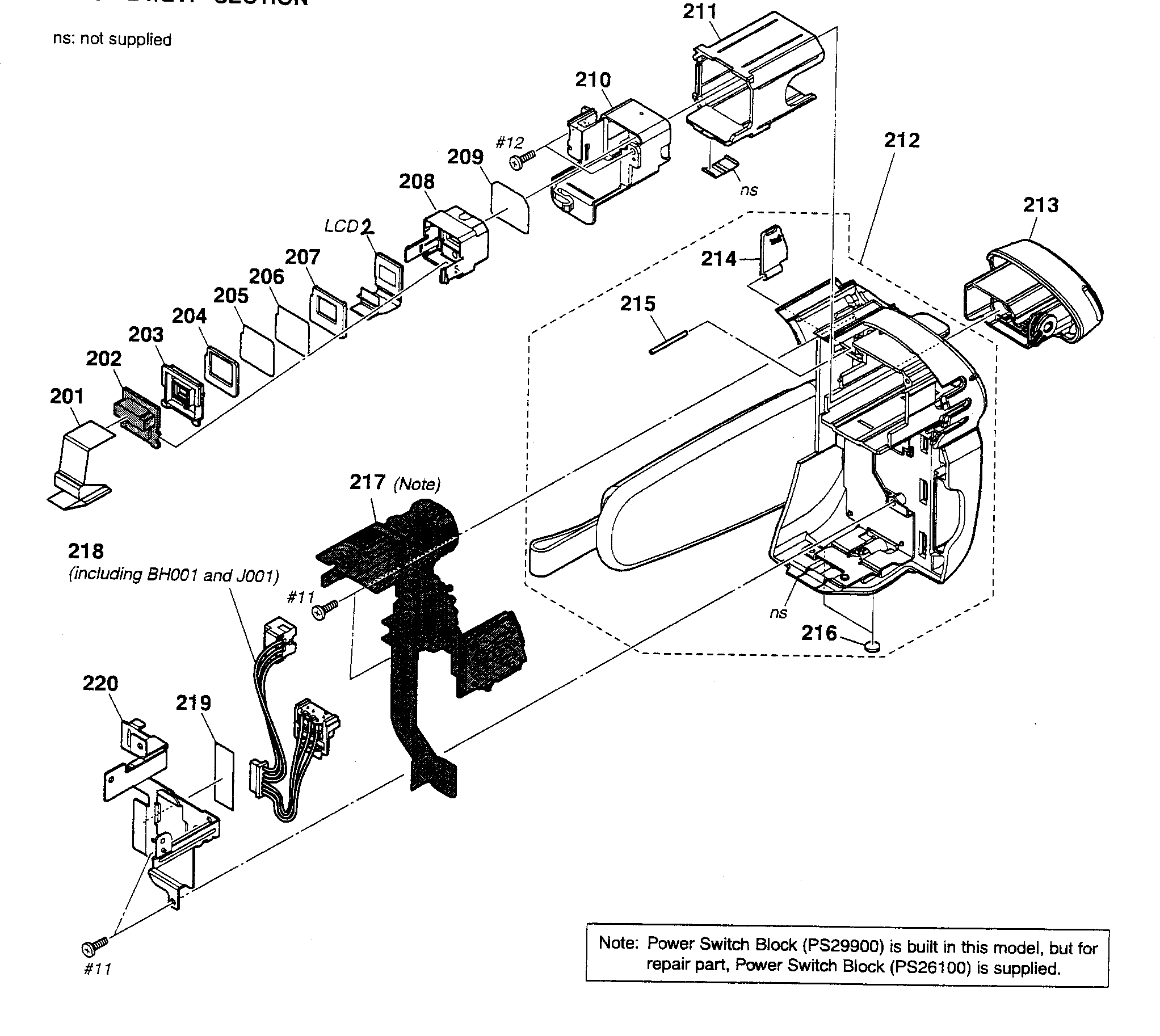 Sony DCR-DVD850 evf assy diagram