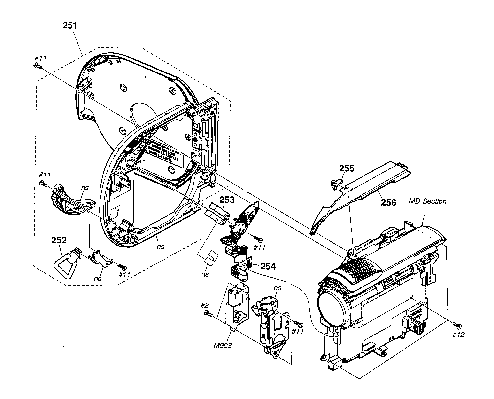 Sony DCR-DVD850 left cabinet diagram