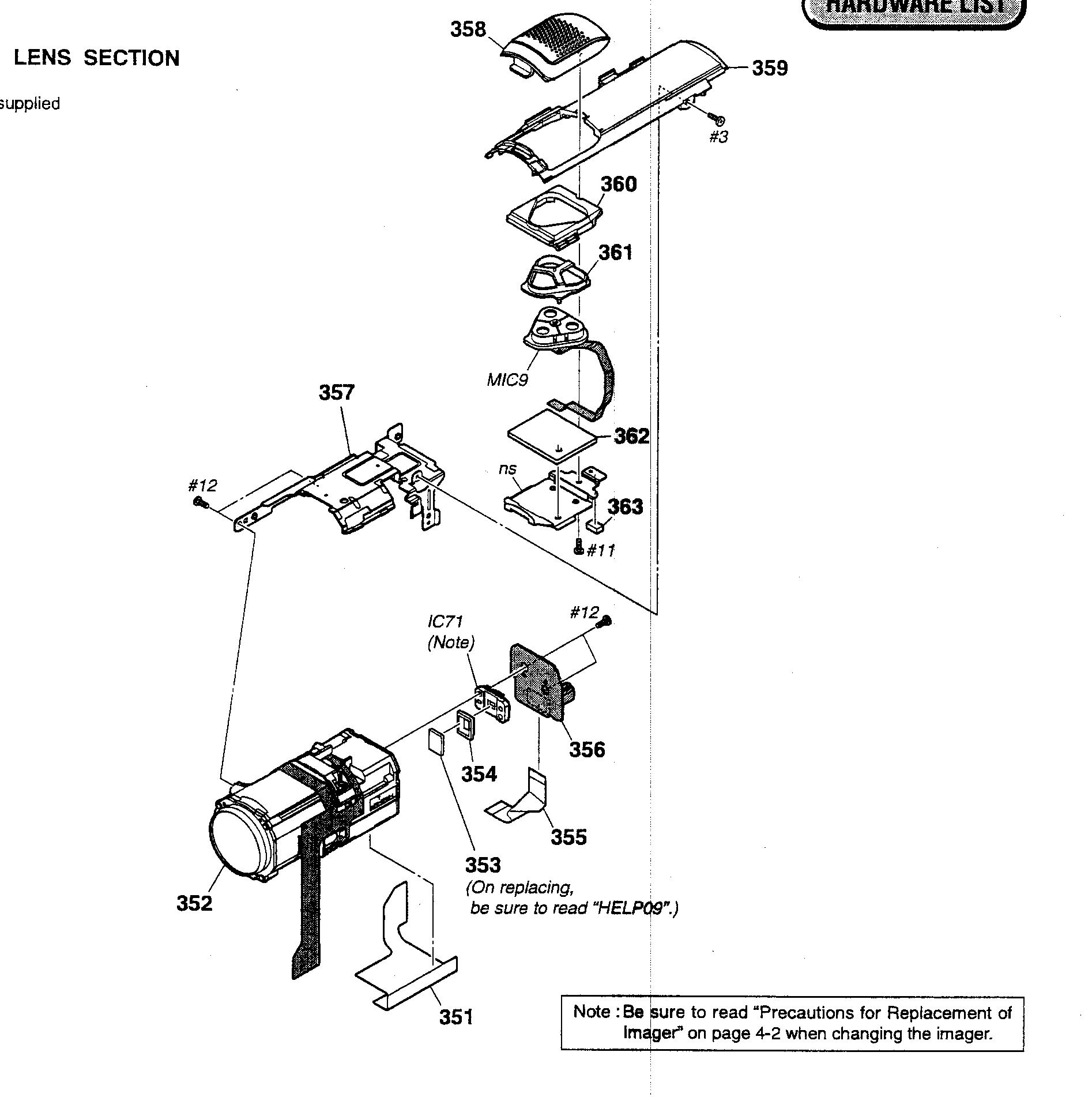 Sony DCR-DVD850 lens assy diagram