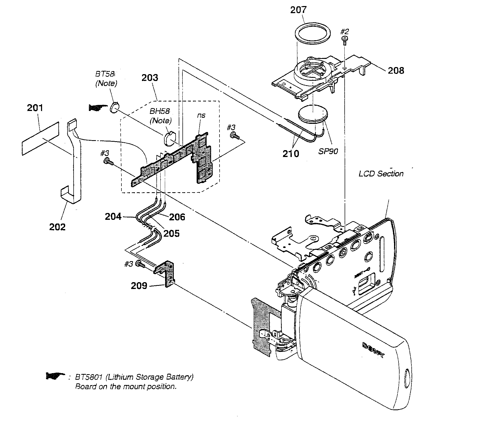 Sony DCR-SR47 right cabinet diagram