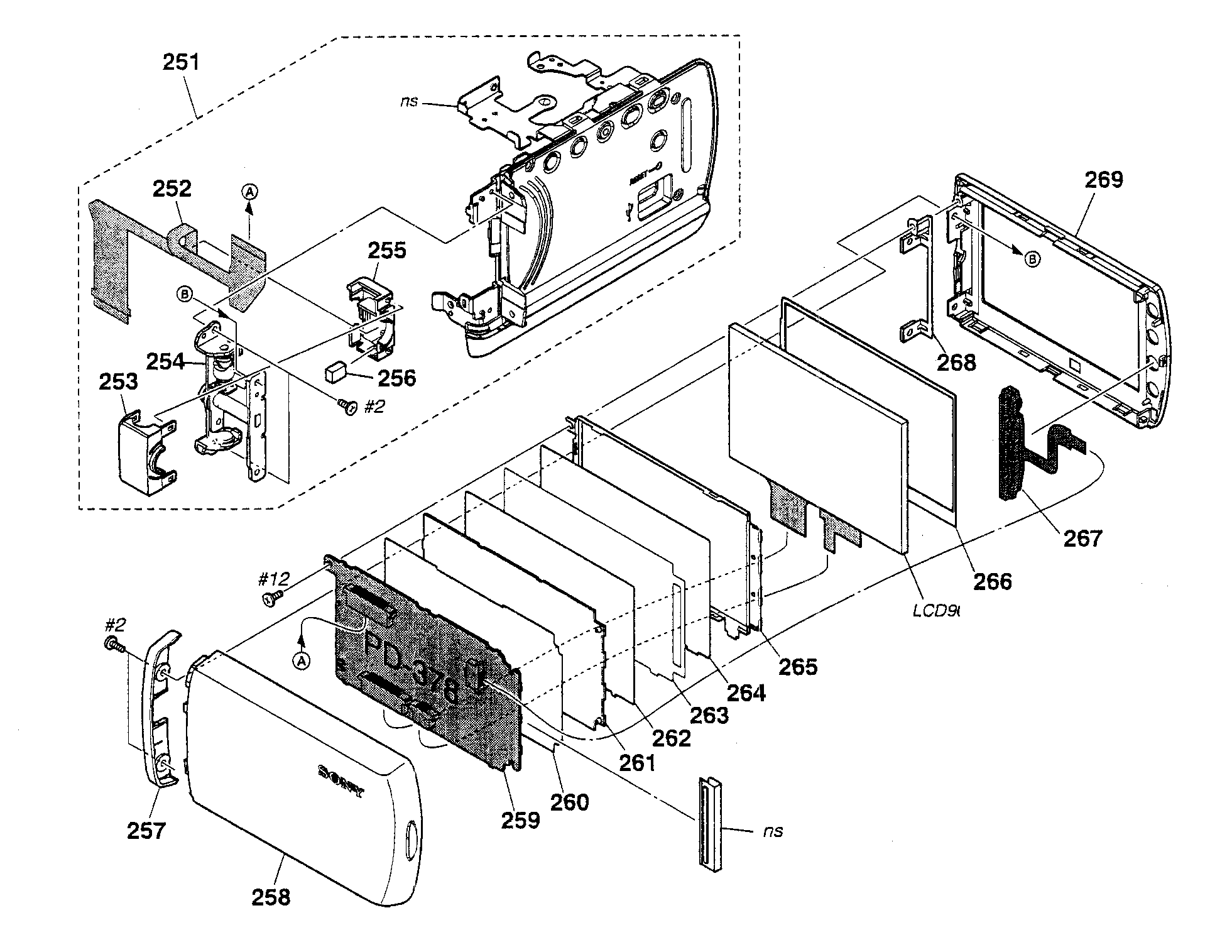 Sony DCR-SR67 lcd assy diagram
