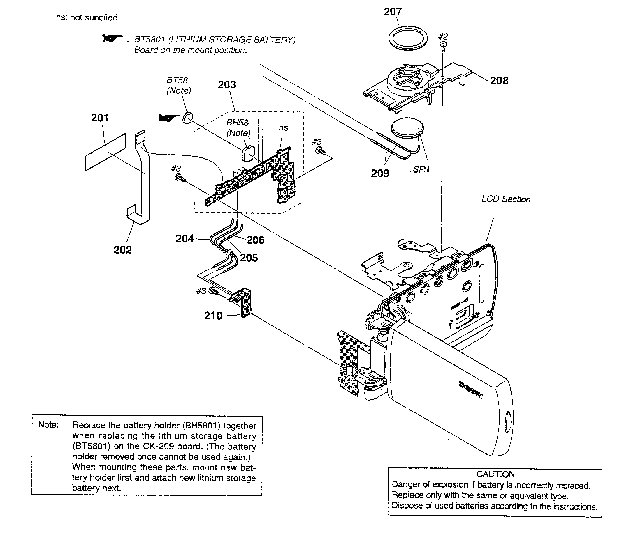 Sony DCR-SR87 right cabinet diagram