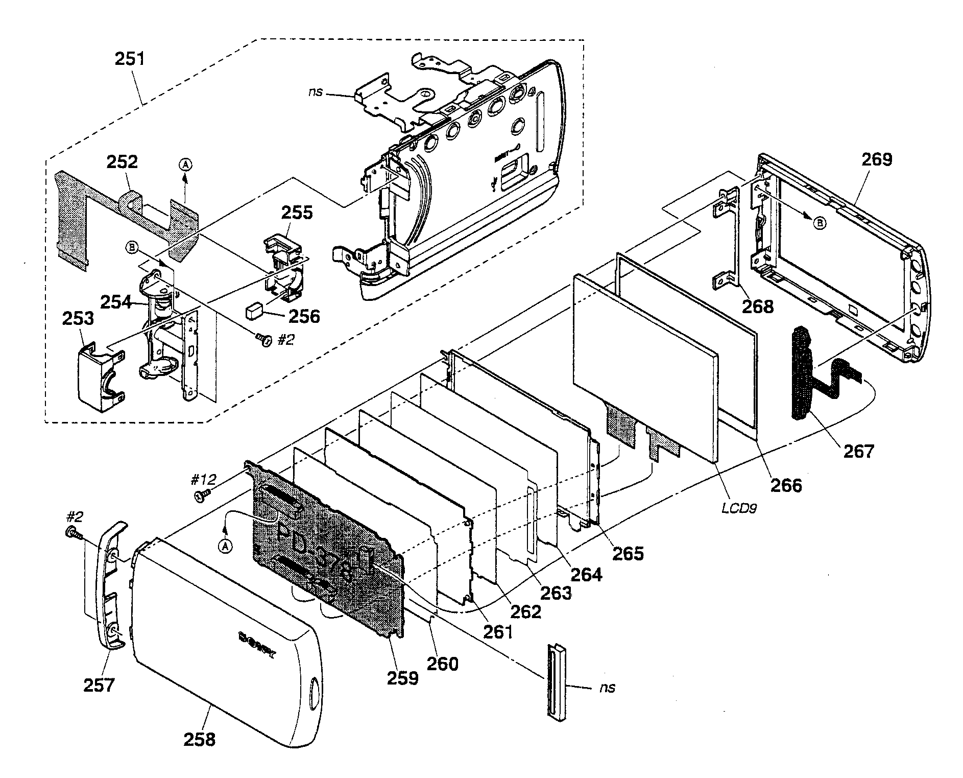 Sony DCR-SR87 lcd assy diagram