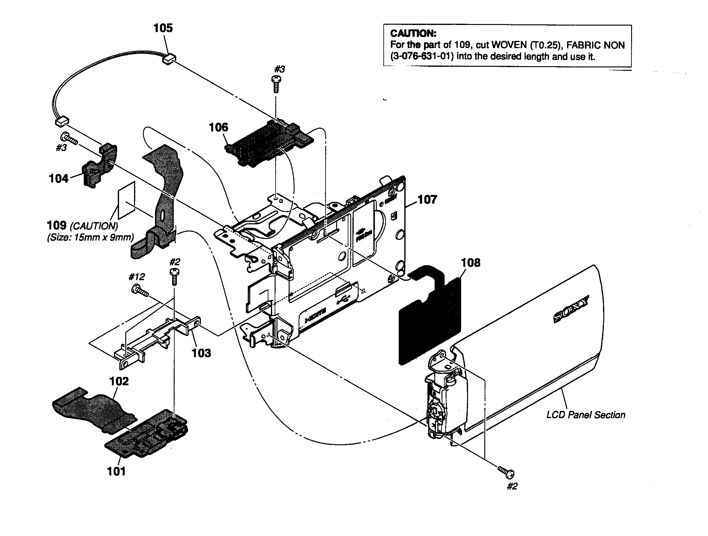 Sony HDR-CX100 right assy diagram