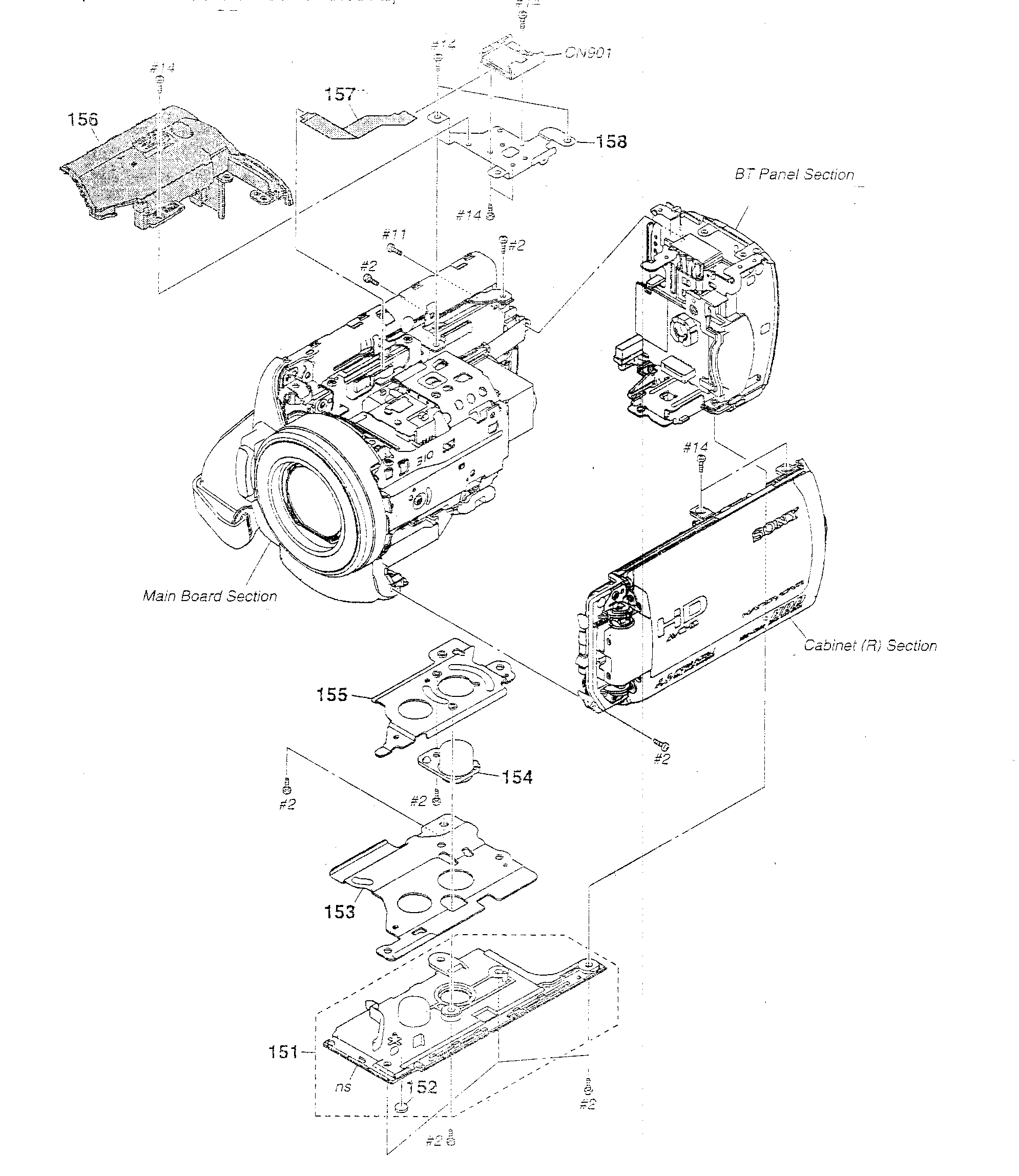 Sony HDR-XR200V power sw assy diagram