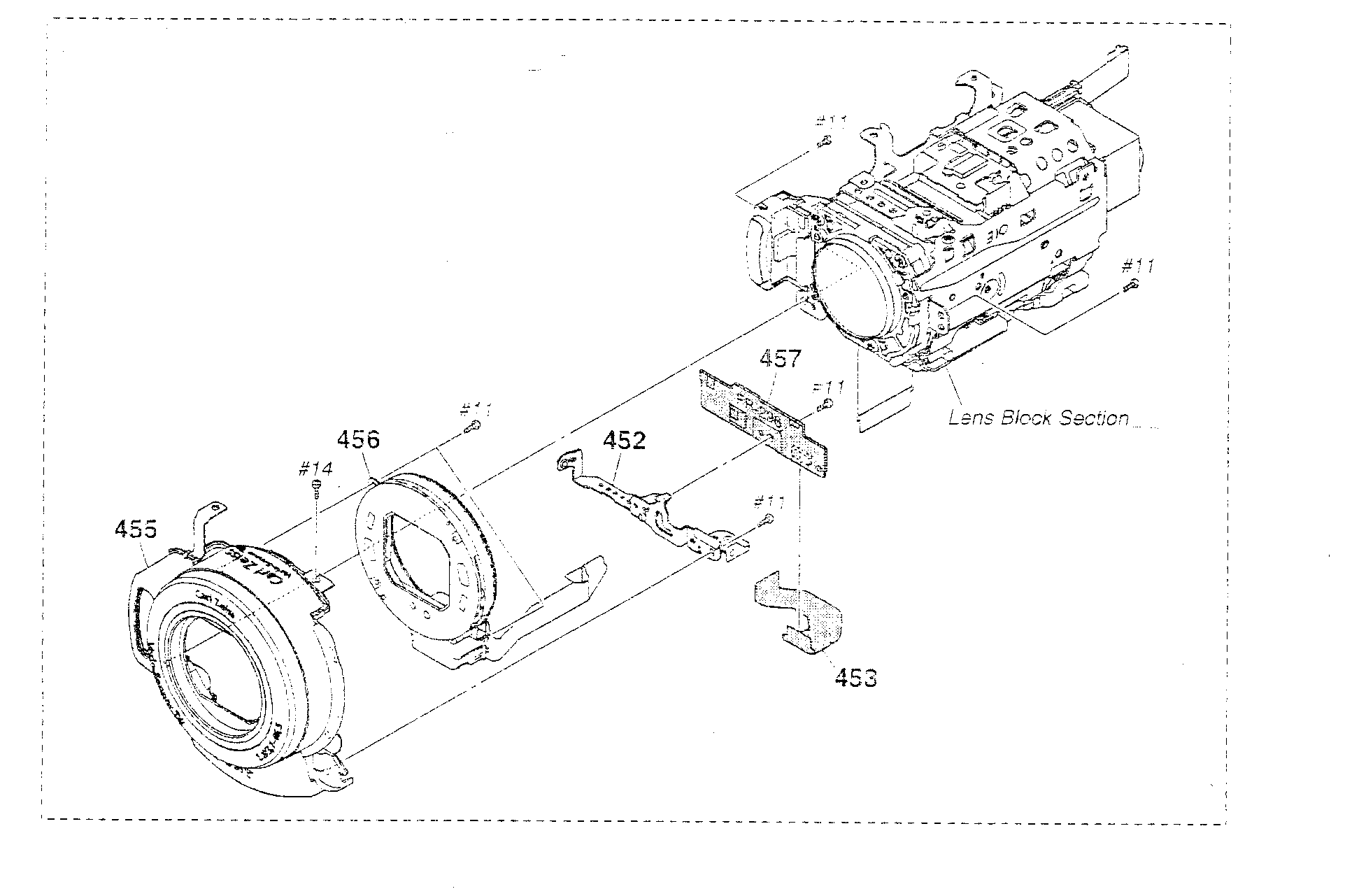Sony HDR-XR200V front assy diagram