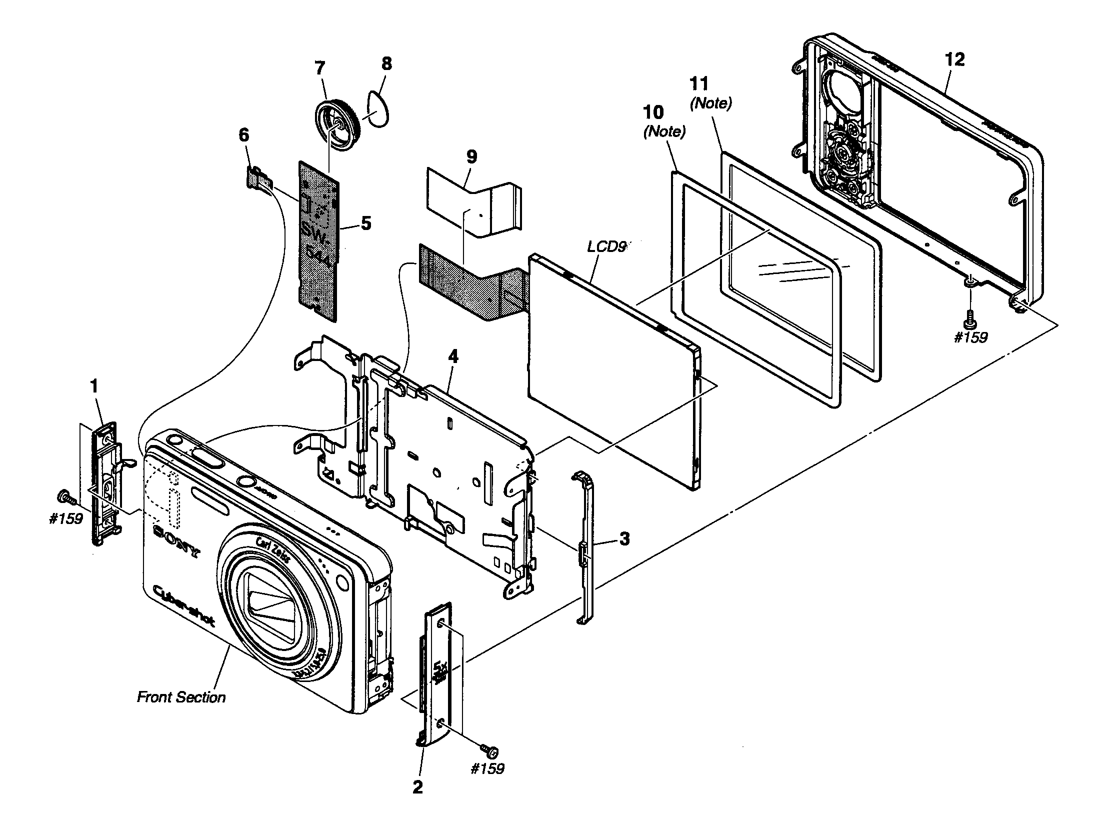 Sony DSC-W290L lcd assy diagram