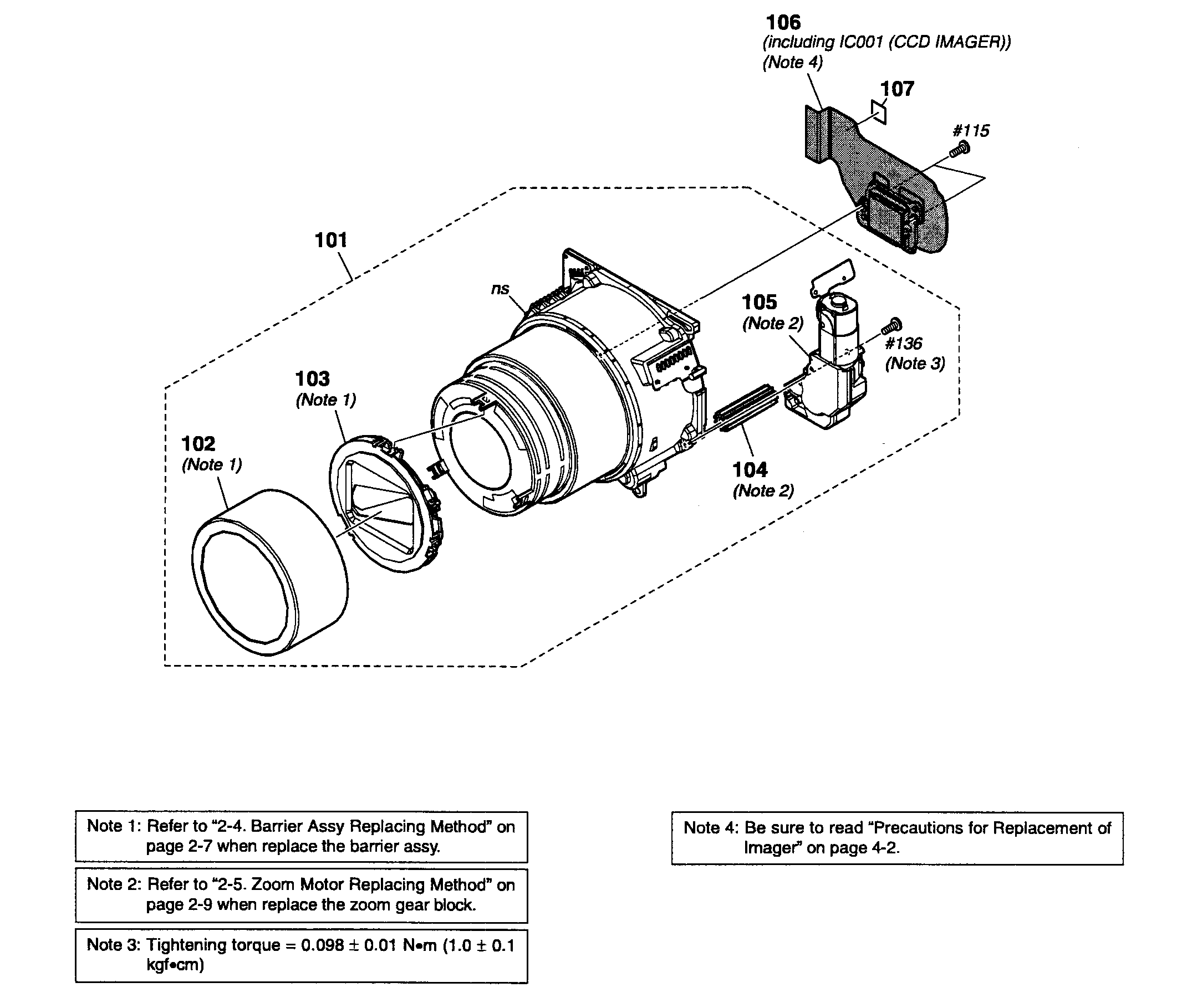 Sony DSC-W290L lens assy diagram