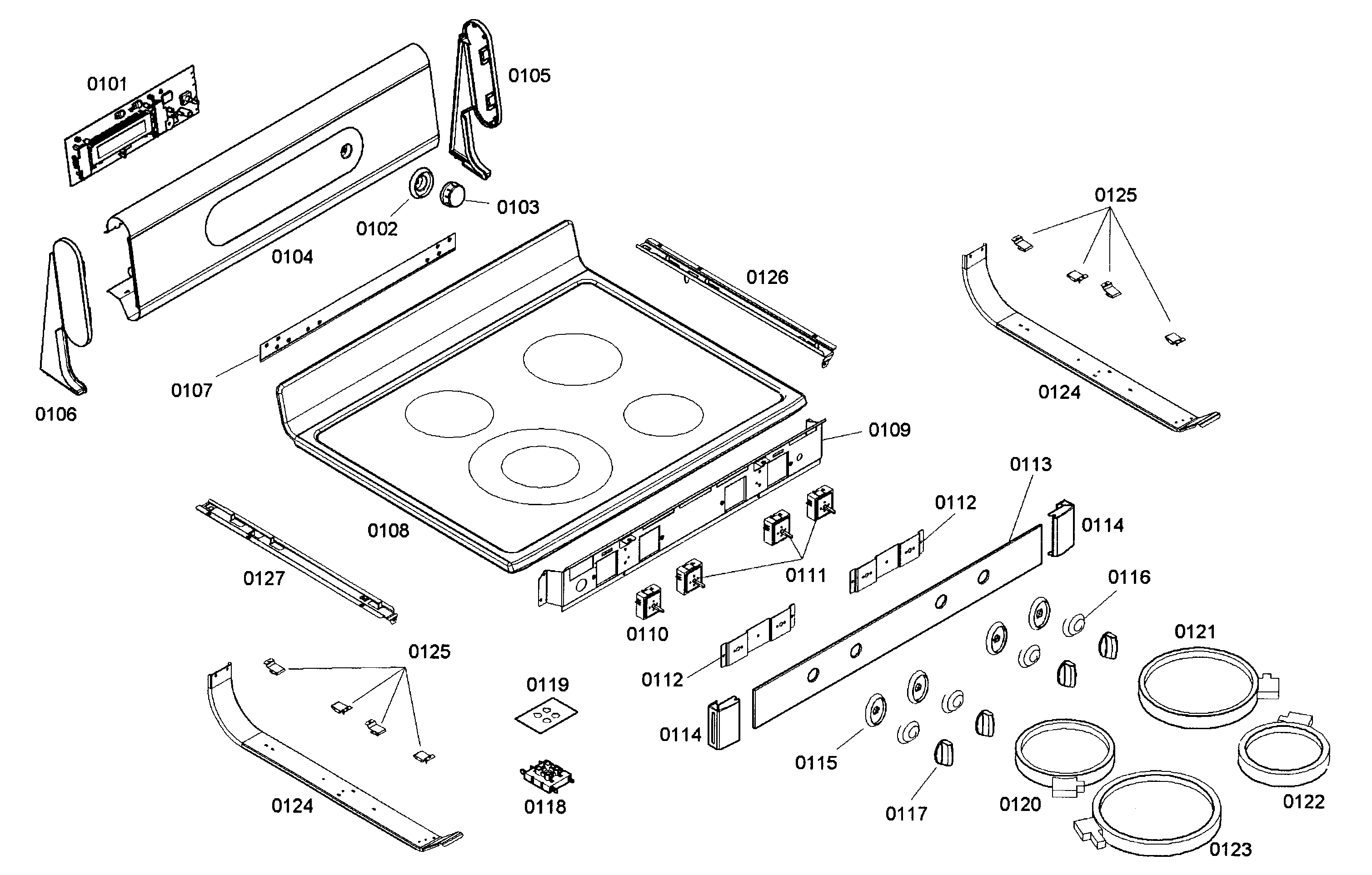 Bosch HES345U/01 top assy diagram