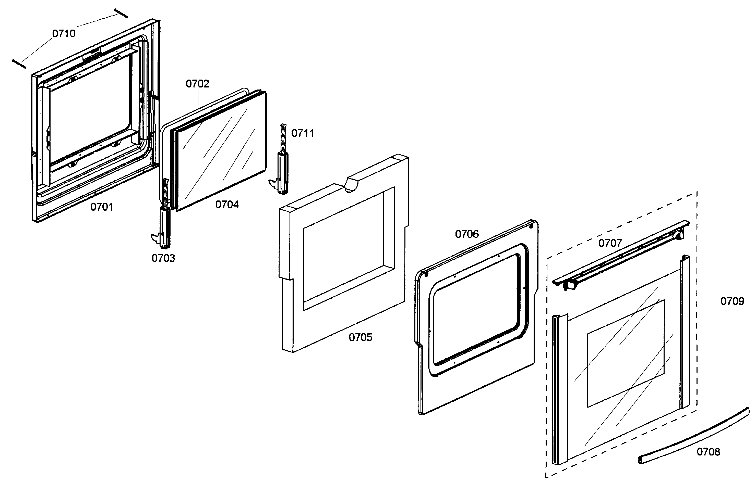 Bosch HES345U/01 door assy diagram