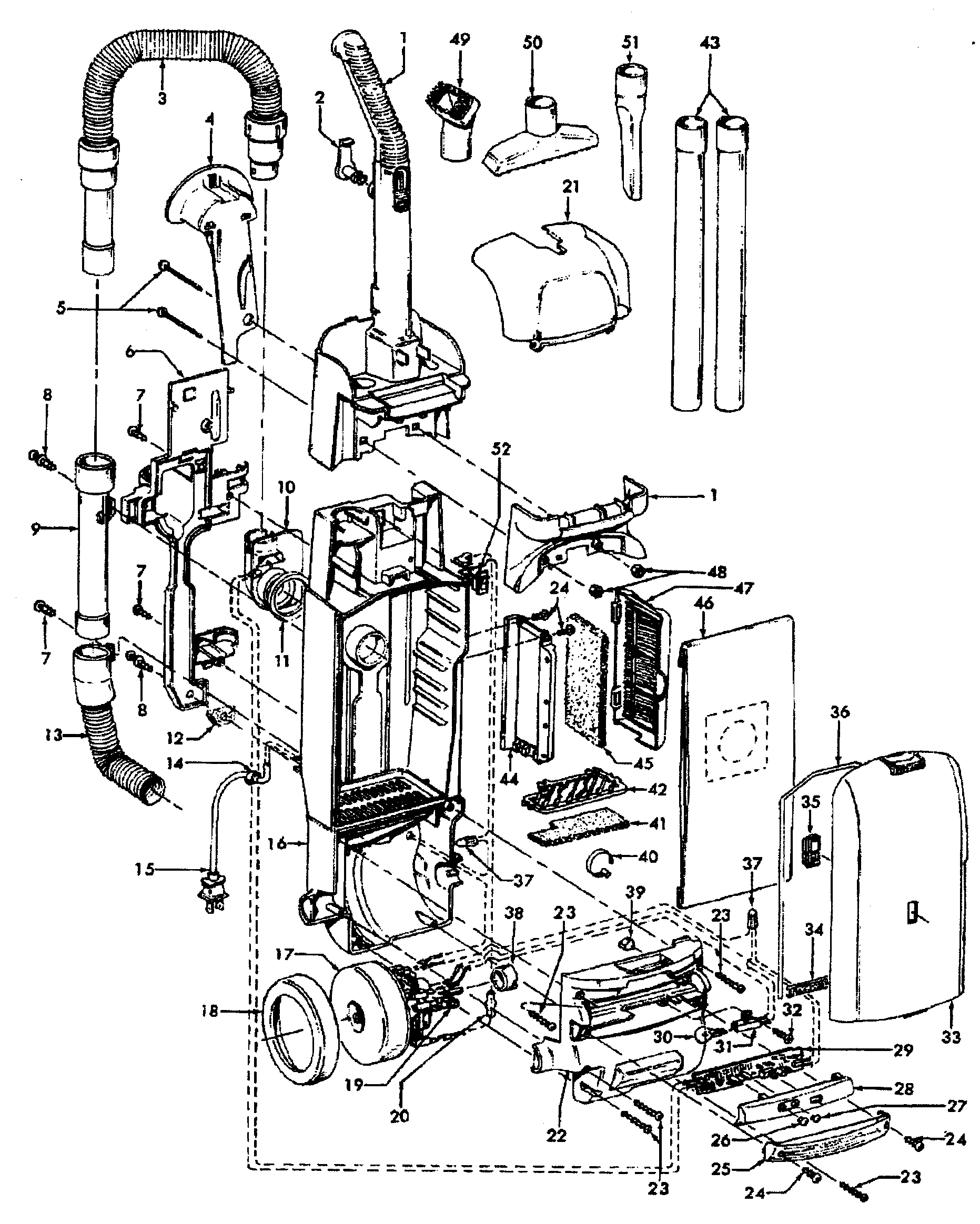 Hoover U5491-900 housing assy diagram