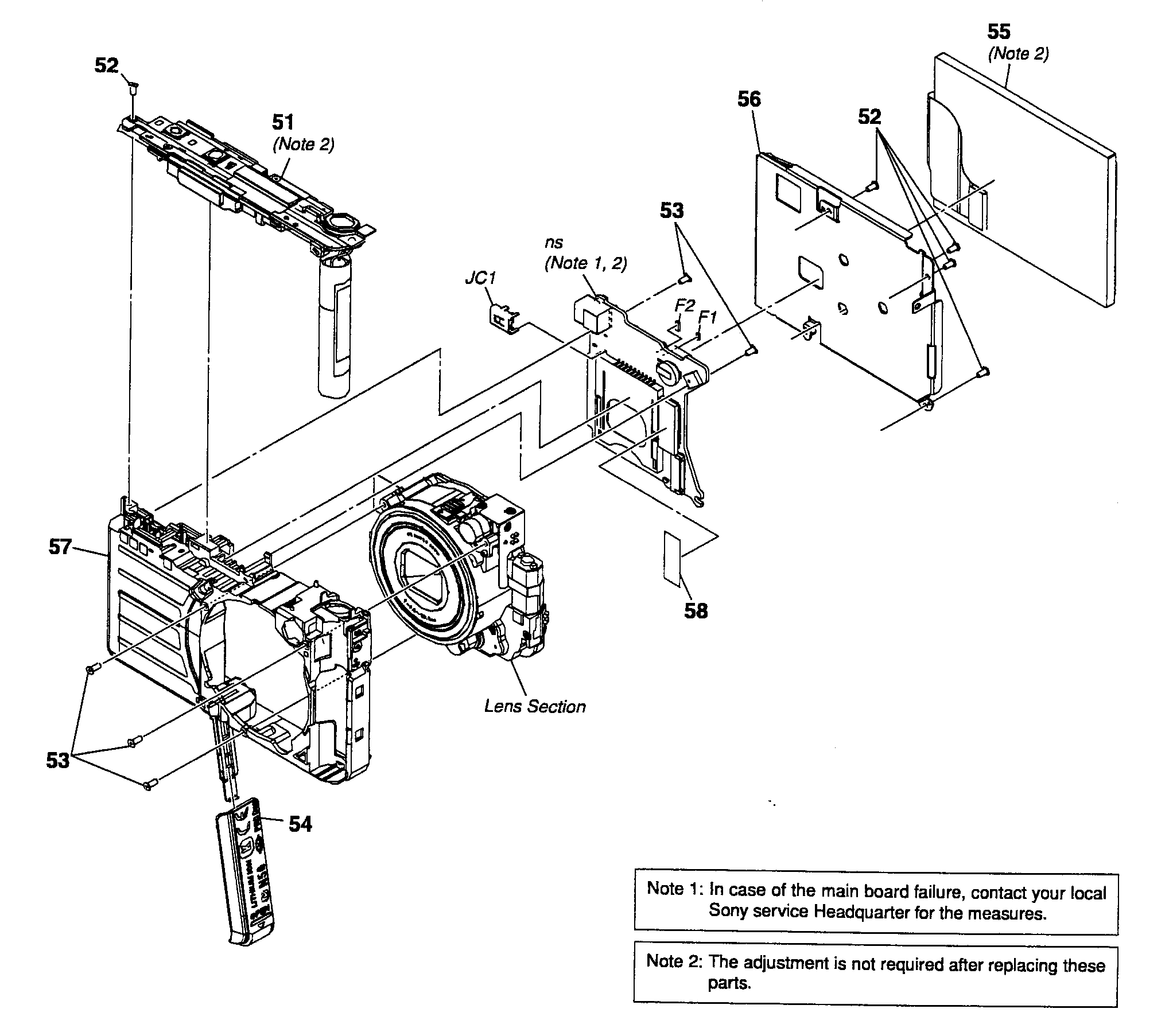 Sony DSC-S950B frame assy diagram