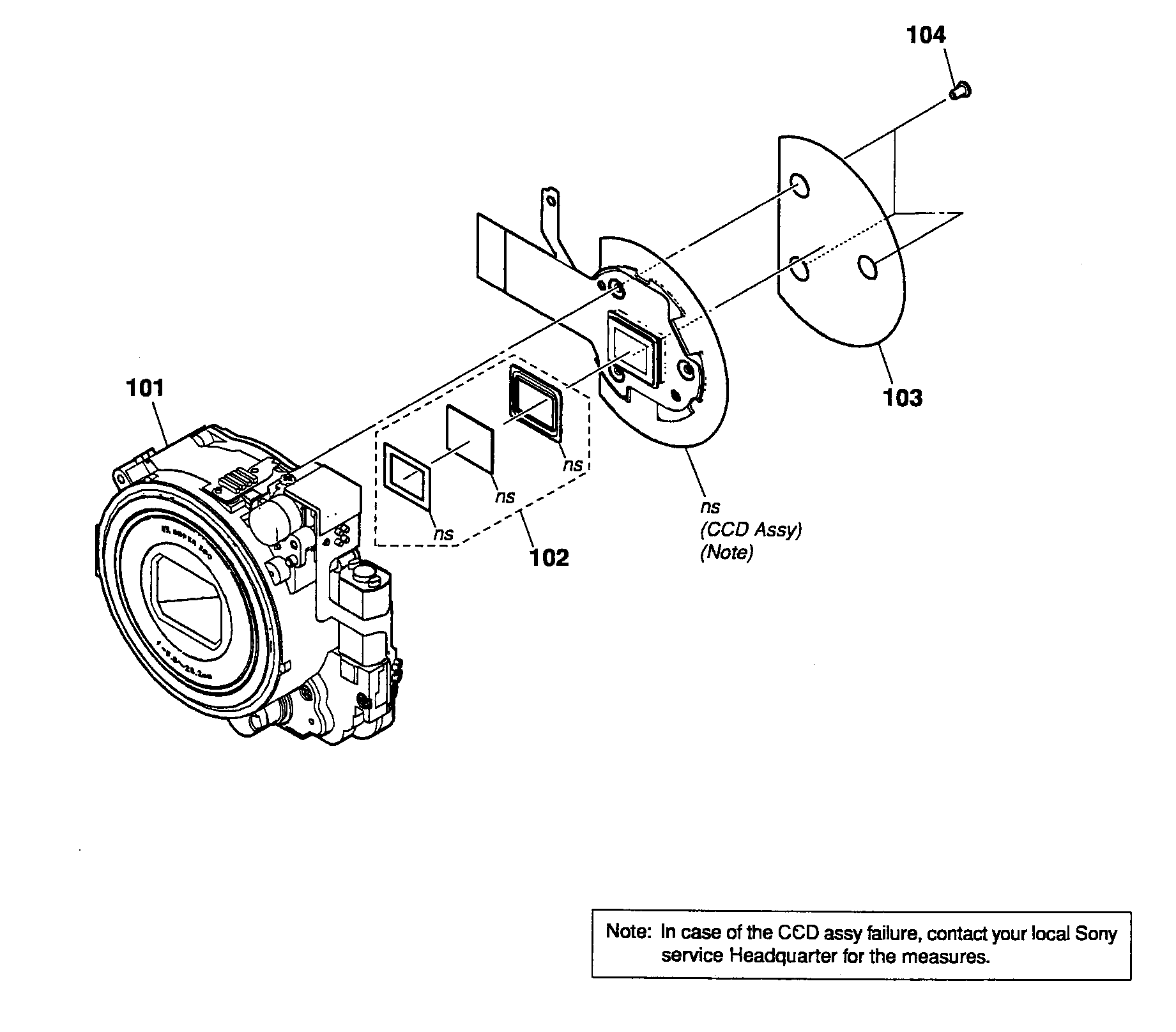 Sony DSC-S950B lens assy diagram
