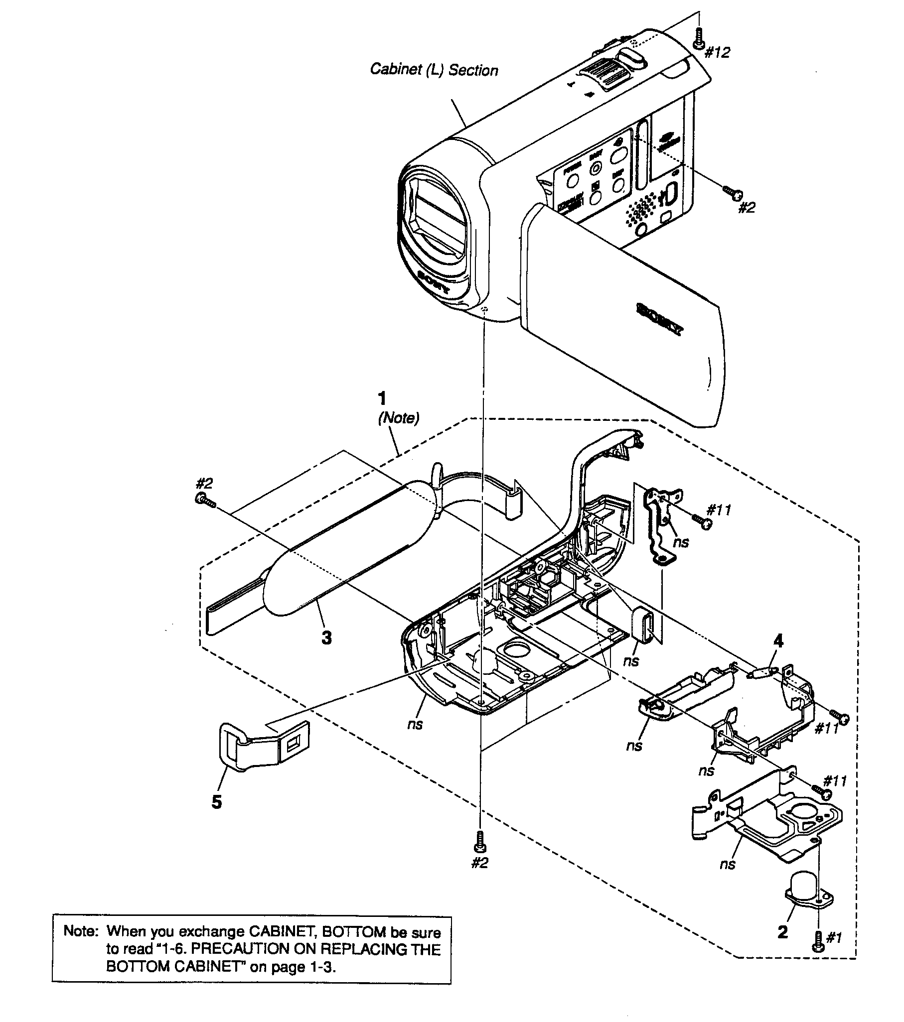 Sony DCR-SX40L bottom cabinet diagram
