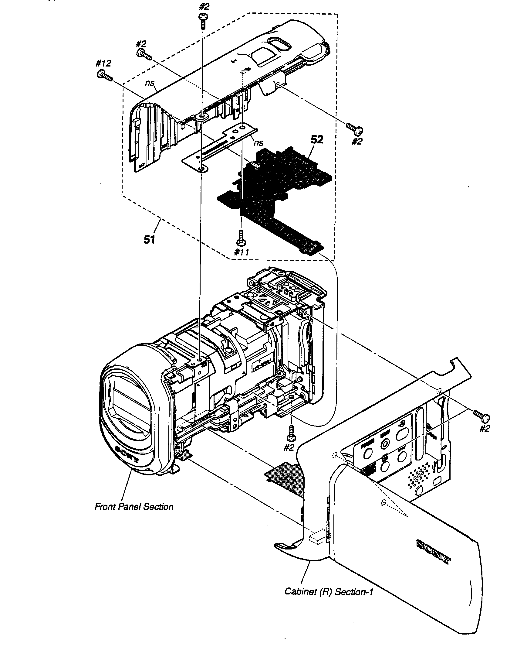 Sony DCR-SX40L left cabinet diagram