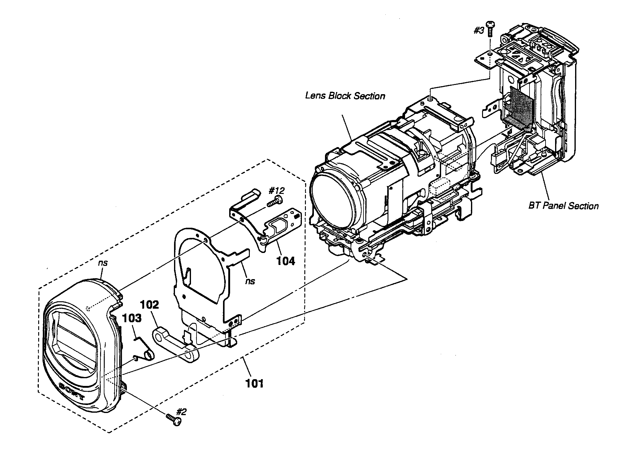 Sony DCR-SX41R front cabinet diagram