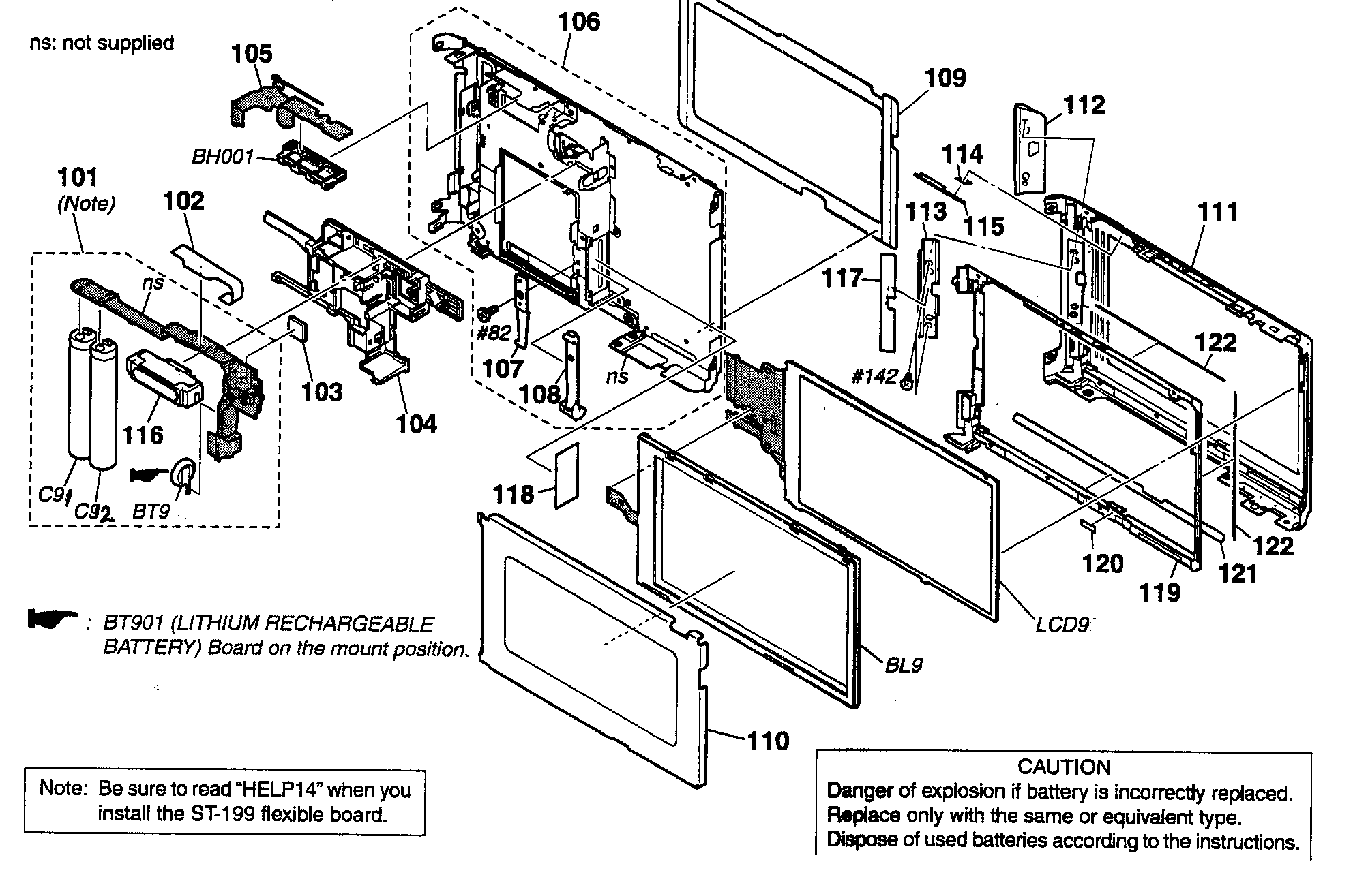 Sony DSC-T90B lcd assy diagram