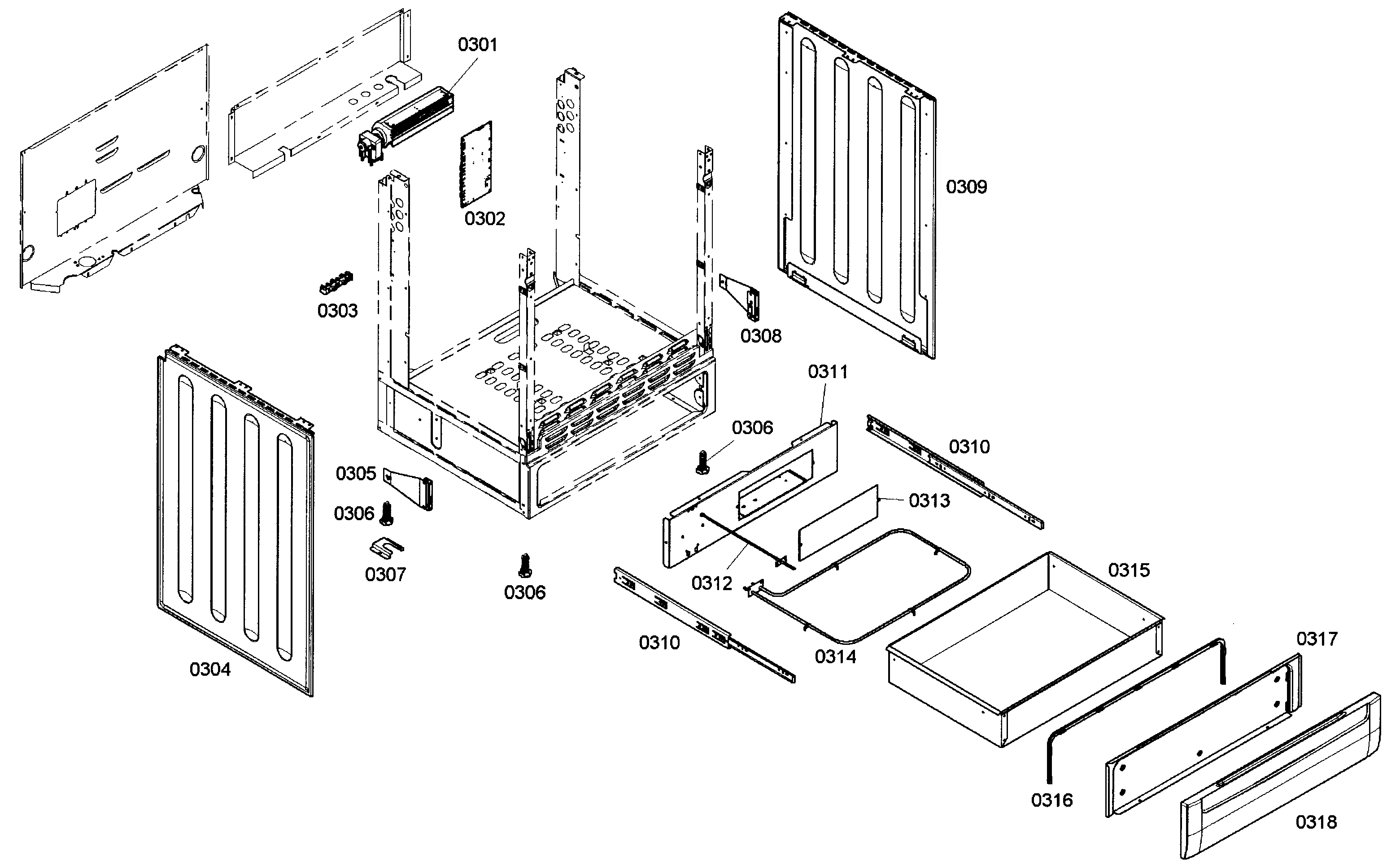 Bosch HEI7132U/01 drawer assy diagram