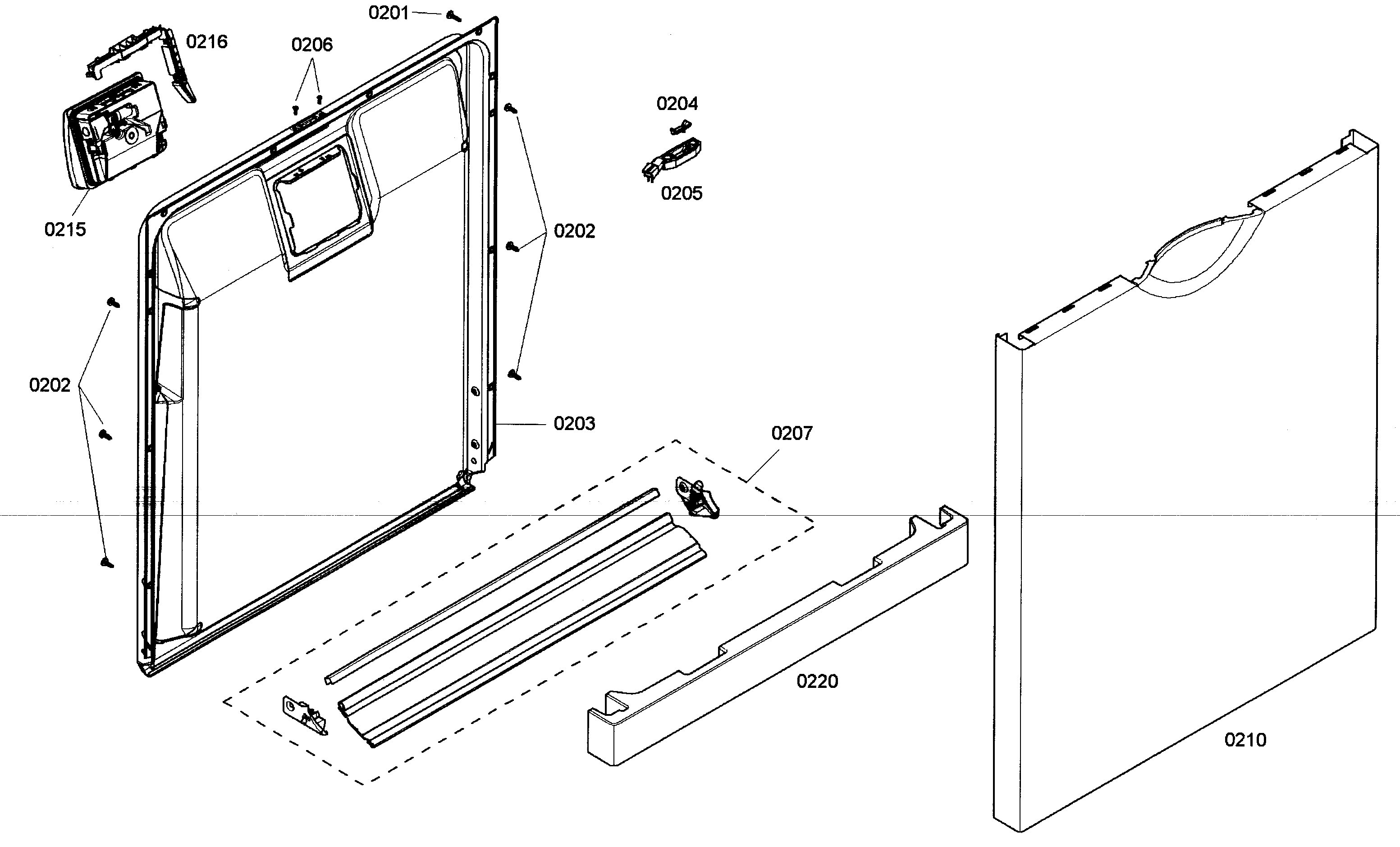 Bosch SHE4AM15UC/01 door assy diagram
