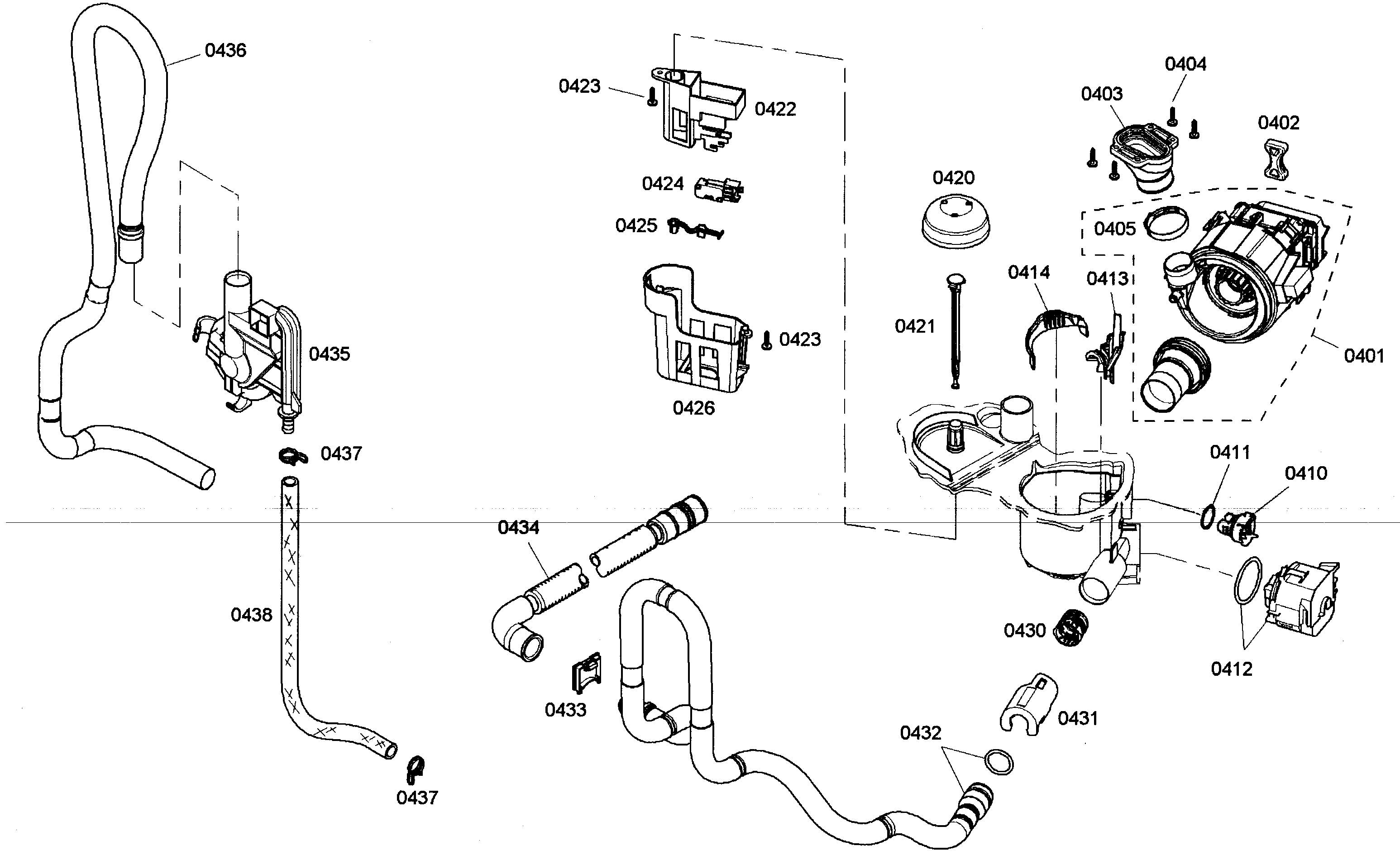 Bosch SHE4AM15UC/01 pump assy diagram
