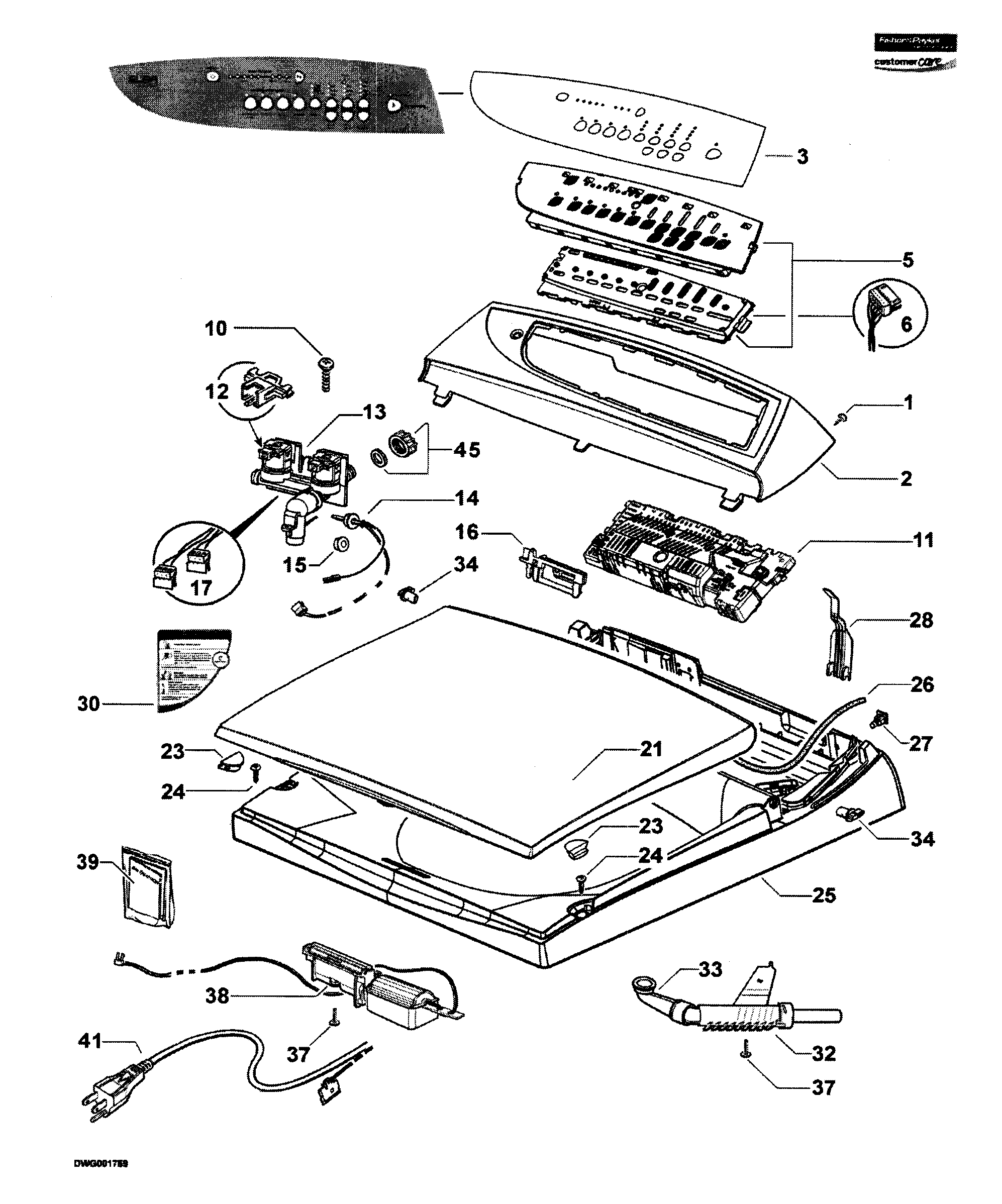 Fisher & Paykel WA37T26EW2-96139A top assy diagram