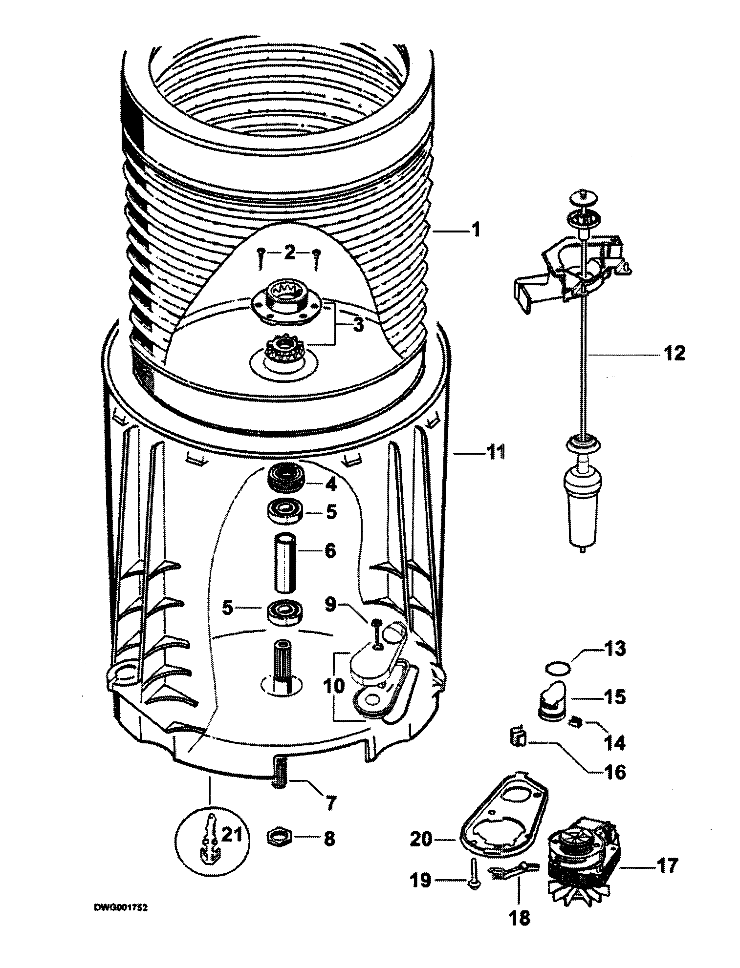Fisher & Paykel WA37T26EW2-96139A bowls assy diagram