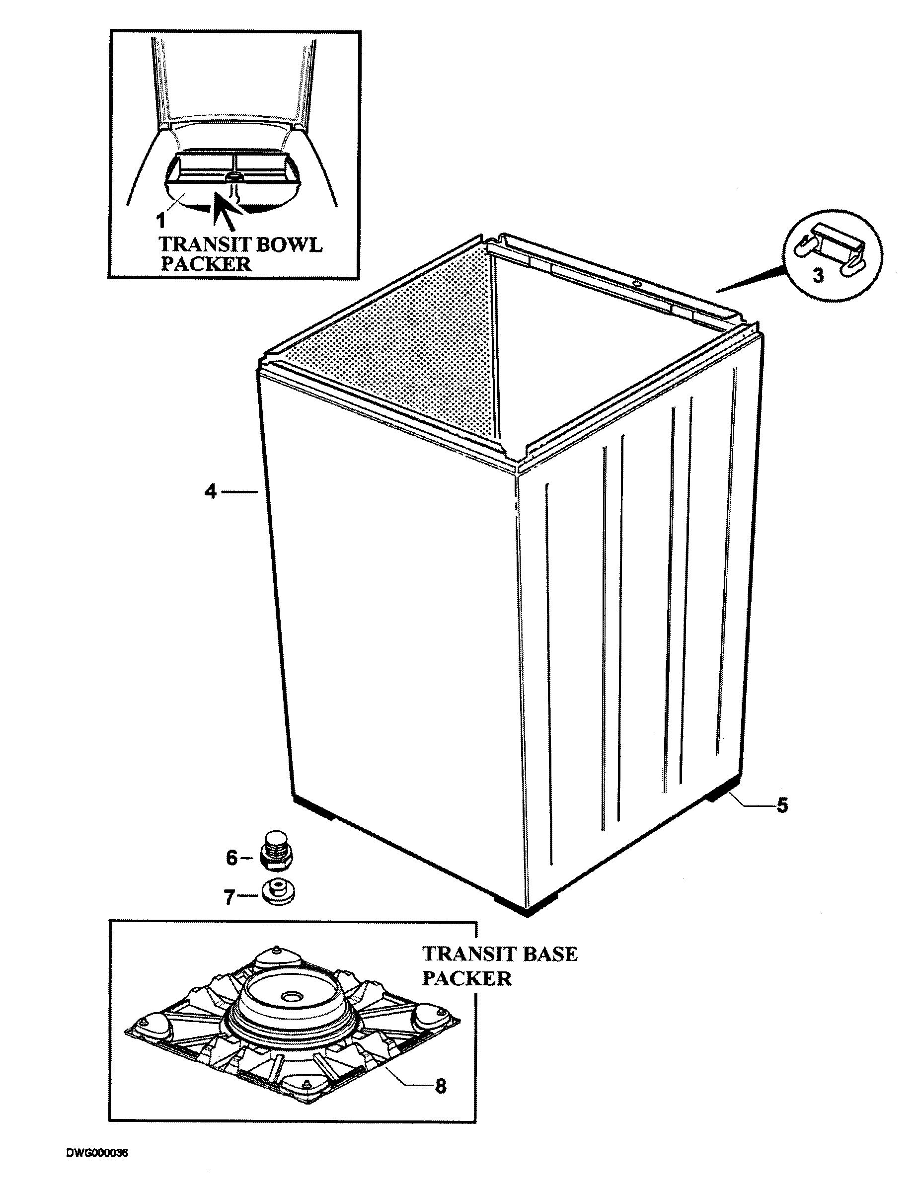 Fisher & Paykel WA37T26EW2-96139A cabinet assy diagram