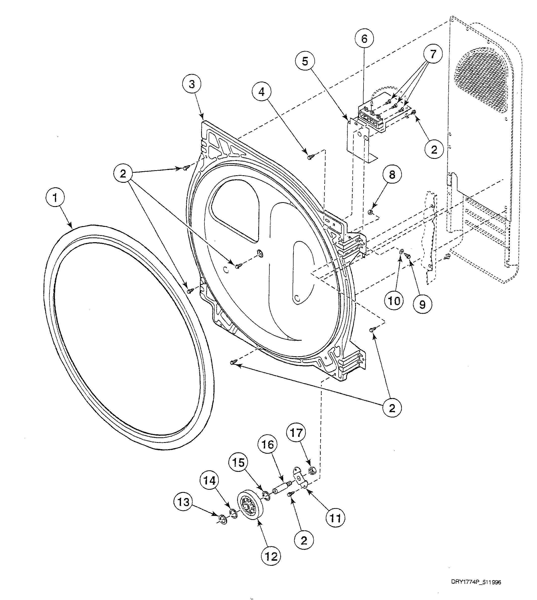 Speed Queen SSE007WF99H2 roller assy diagram